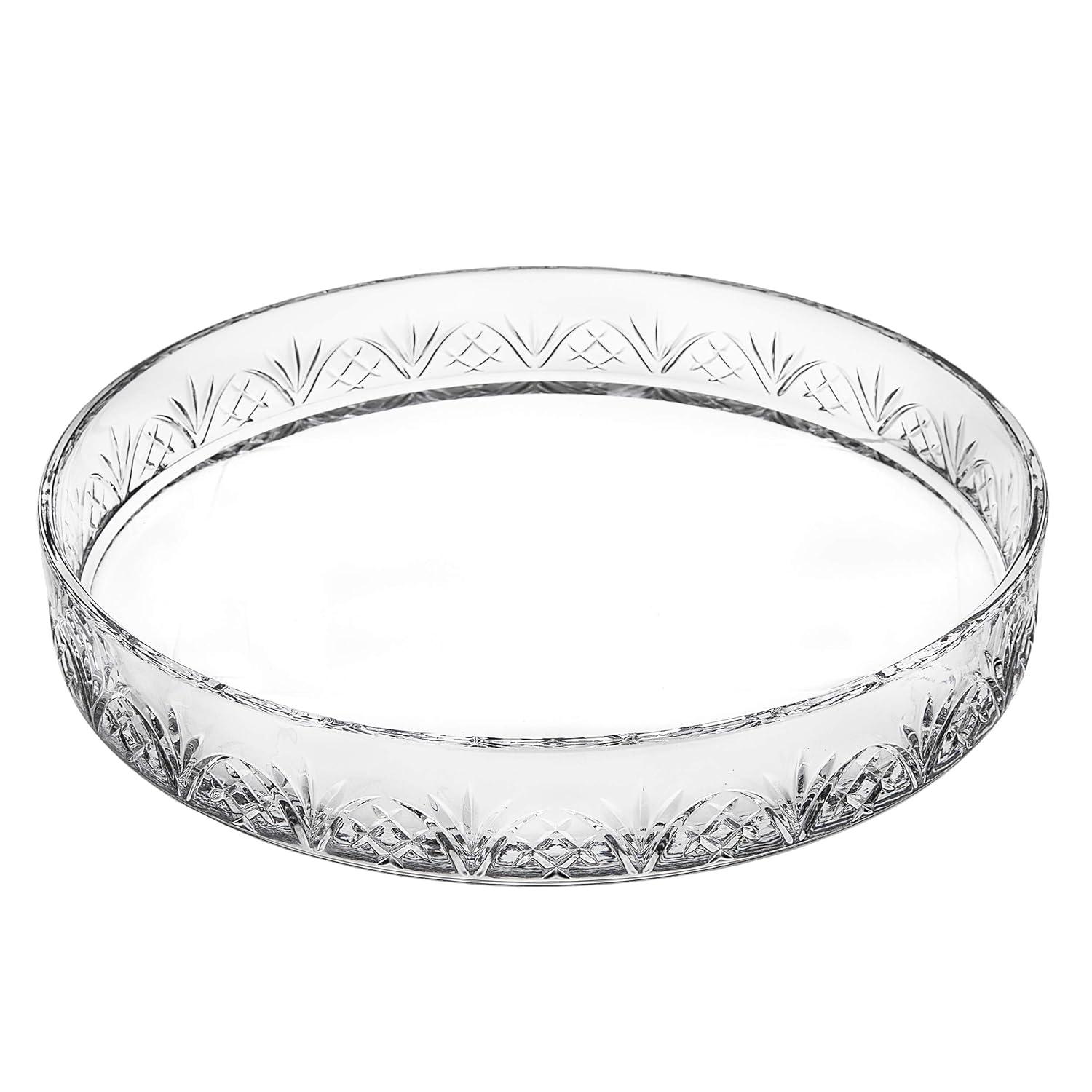 Godinger Silver Art Co Dublin Crystal Round Tray