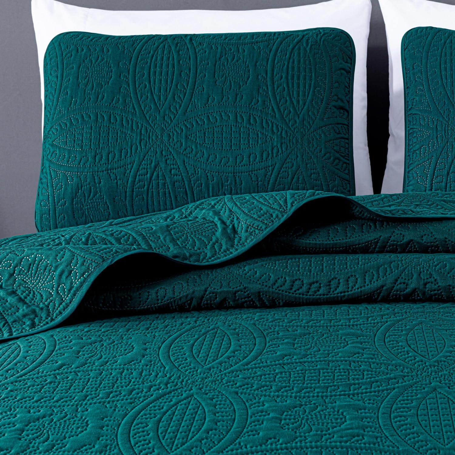 Chezmoi Collection Austin Microfiber Reversible 3-Piece Coverlet / Bedspread Set