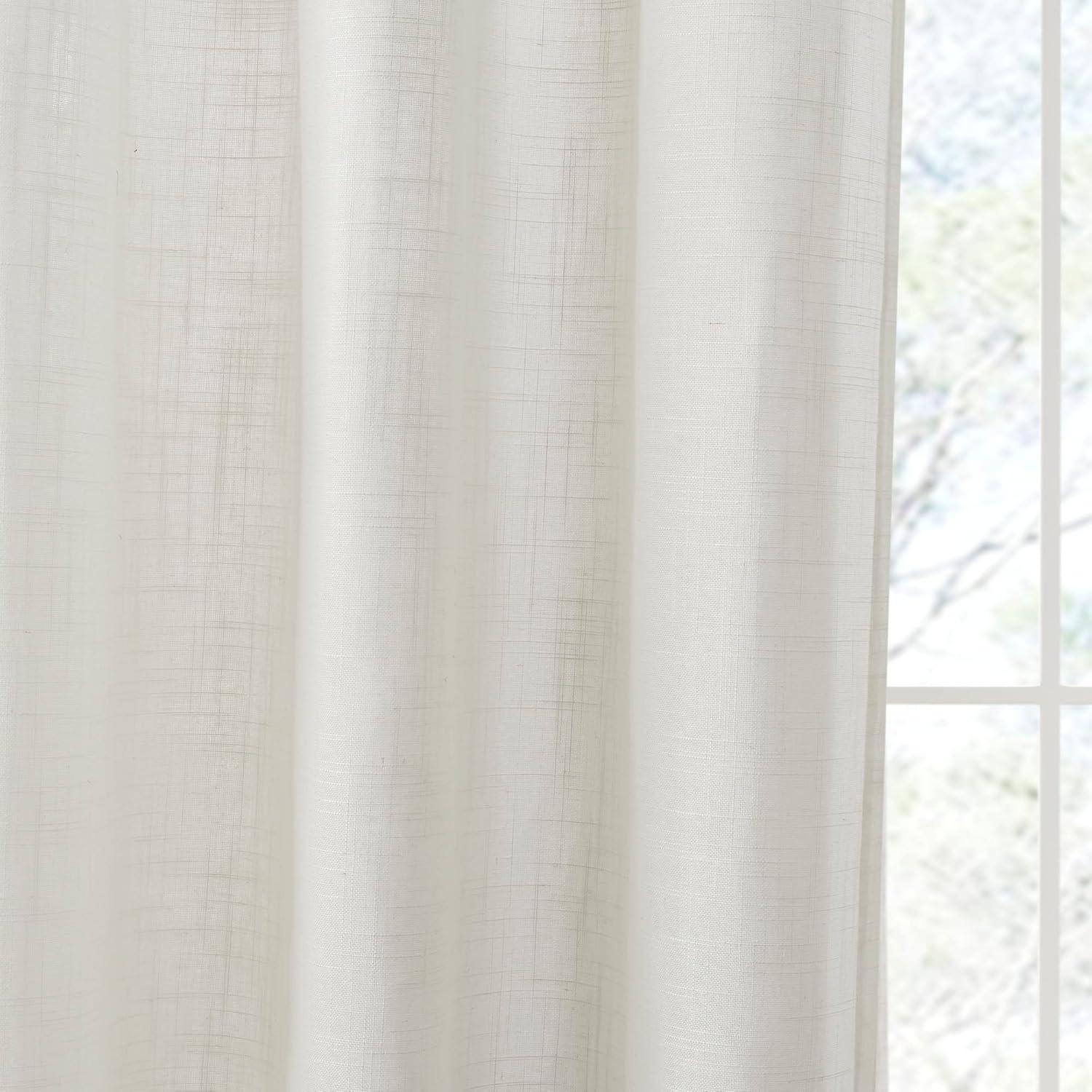 Madison Park Kyler White Linen Blend Light Filtering Curtain Panel Pair 52x84" (Set of 2)
