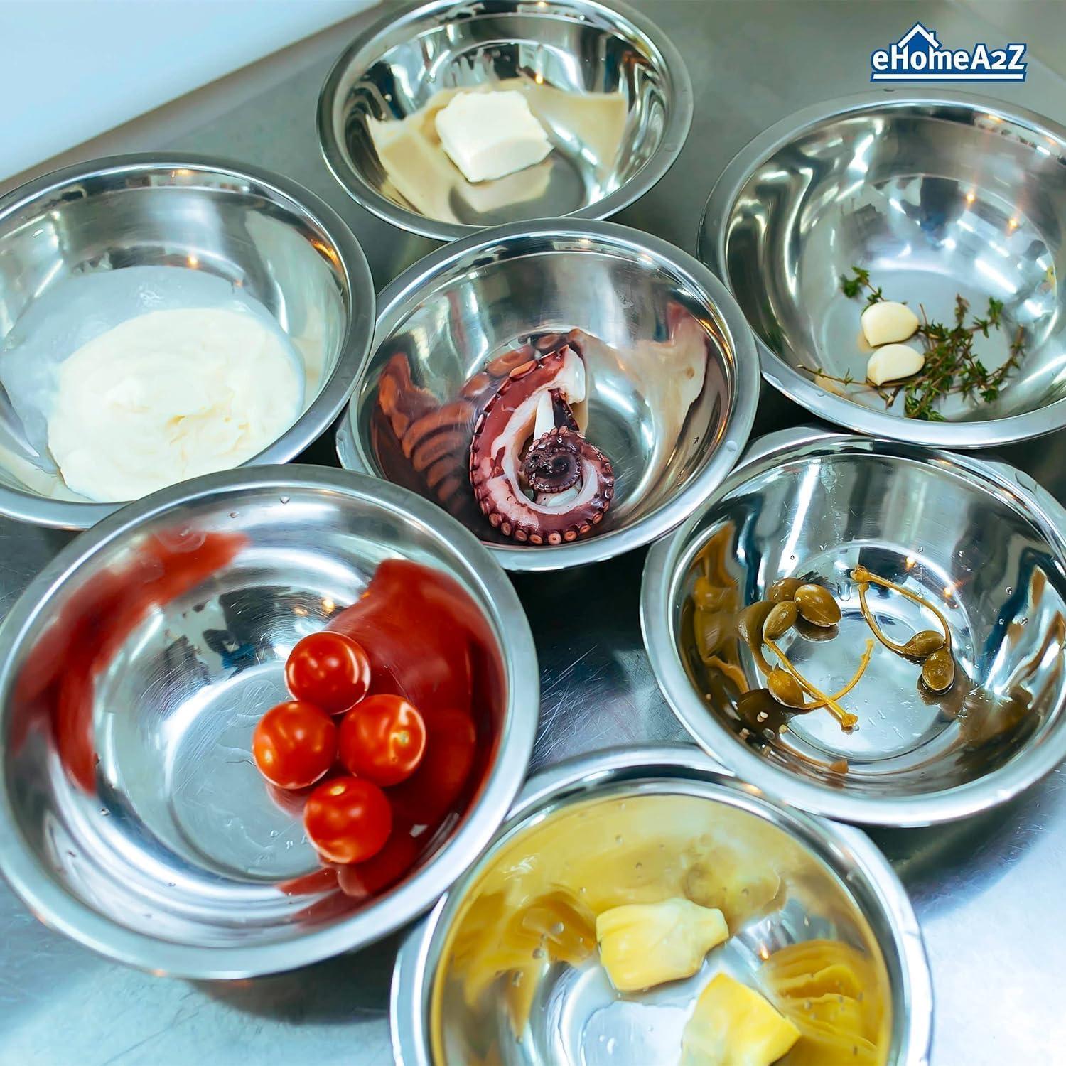 6-Piece Stainless Steel Mixing Bowls Set - Space Saving Nesting Bowls for Kitchen Storage - Durable, Easy to Clean - Perfect for Baking, Salads, and More!