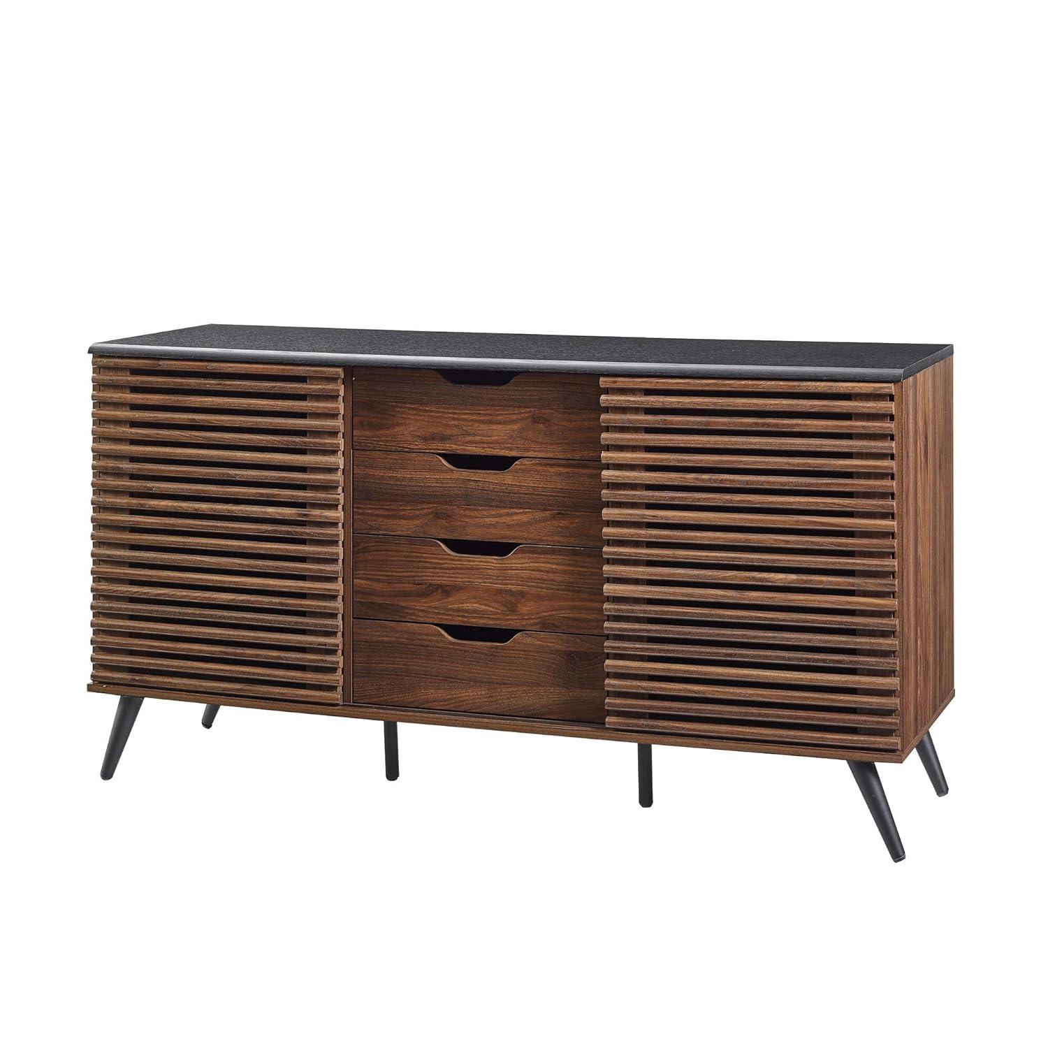 Walker Edison Havana 59" Engineered Wood Sideboard in Ebony/Dark Walnut