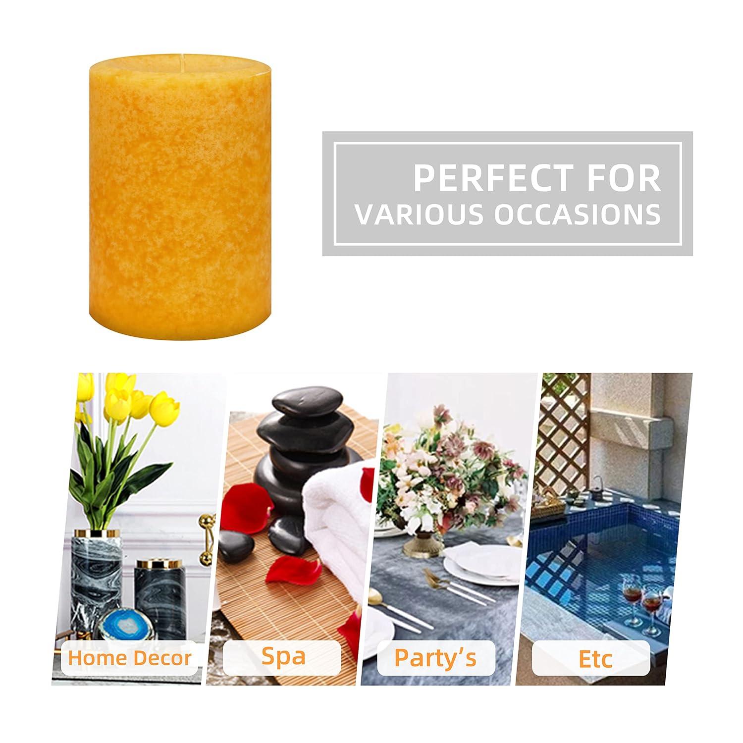 Pumpkin Spice Yellow Scented Pillar Candle 3" x 4"