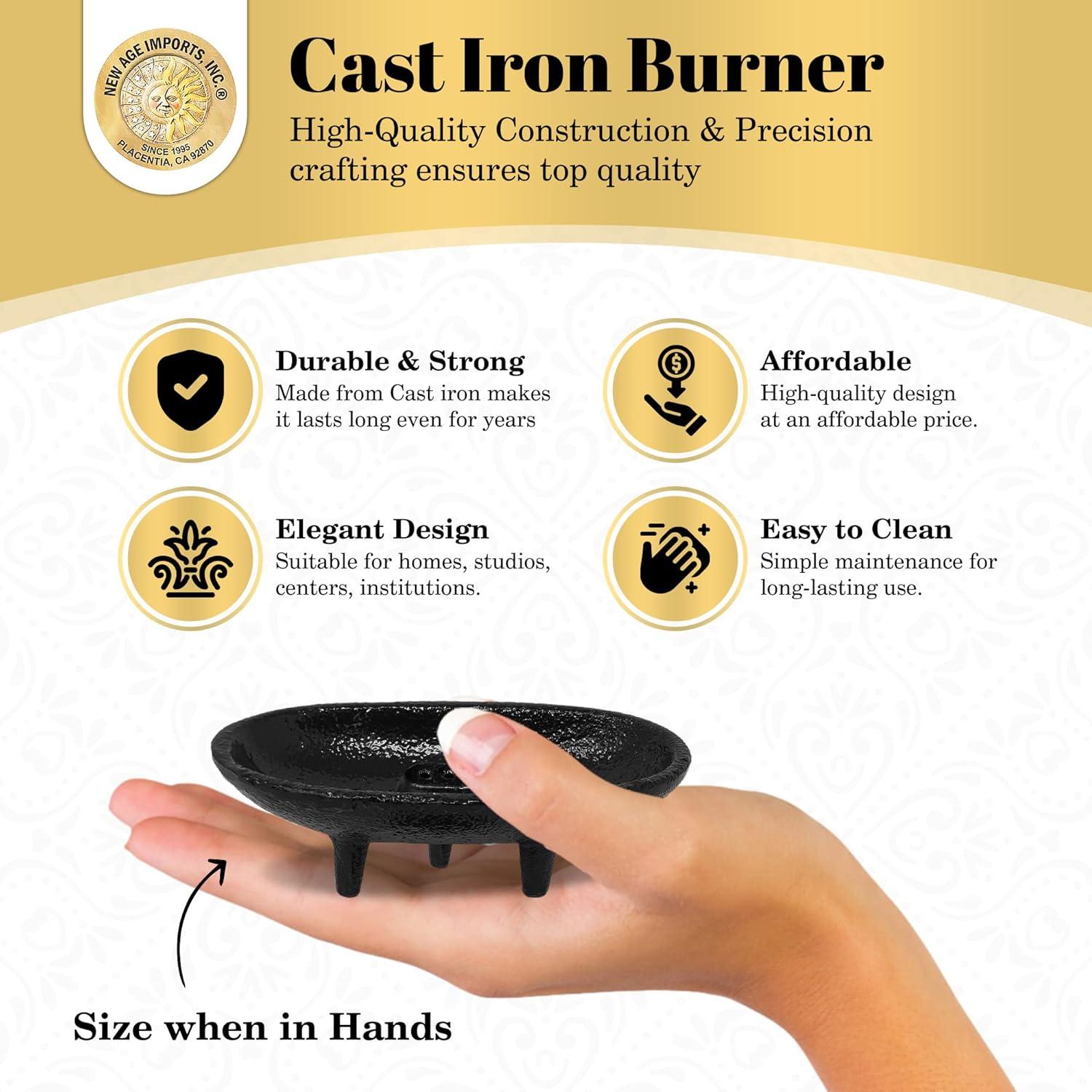 Cast Iron Incense Burner 4x2 Inch - Ideal for Smudging, Incense Burning, Rituals, Decoration