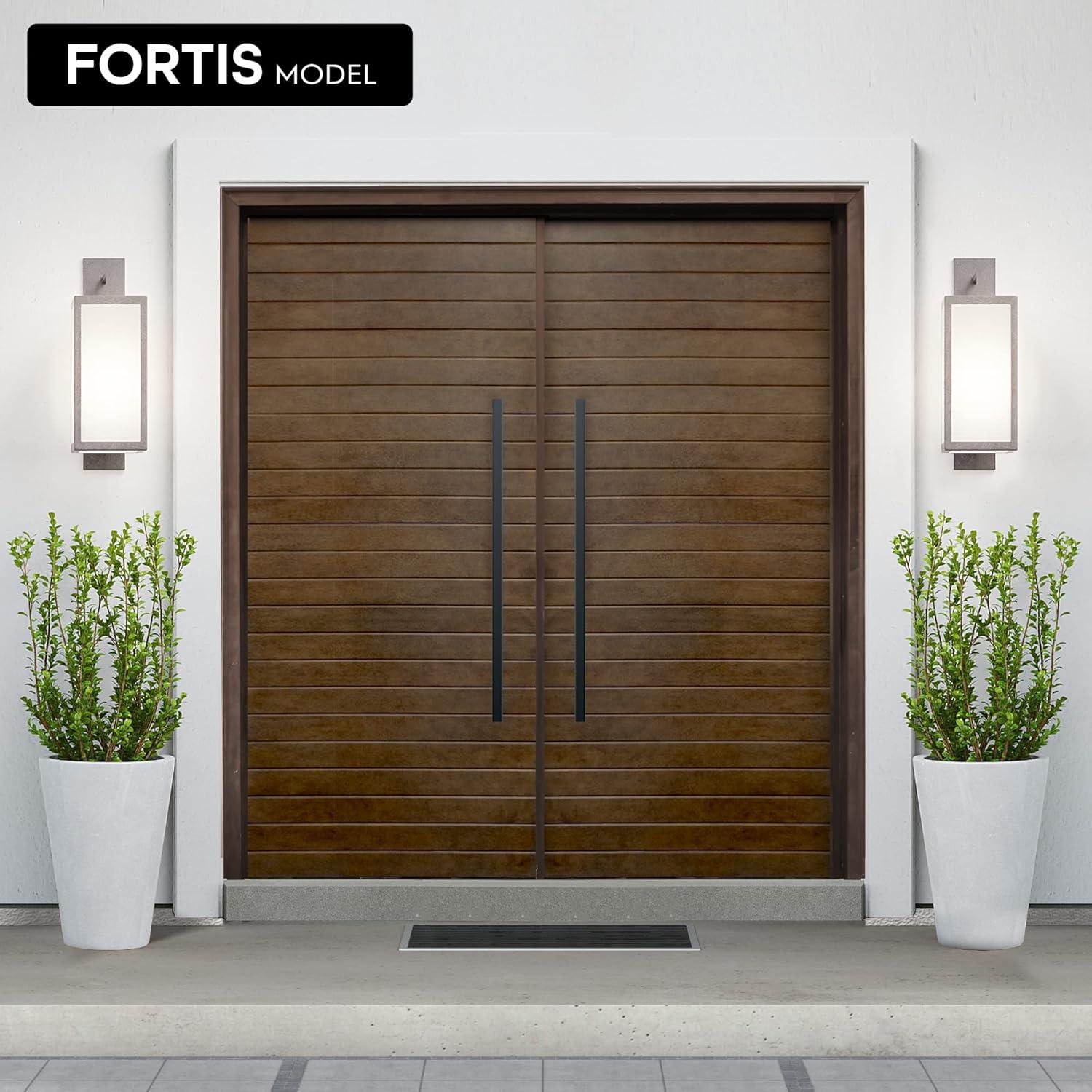 Fortis Brown Fiberglass Horizontal Plank Entry Door