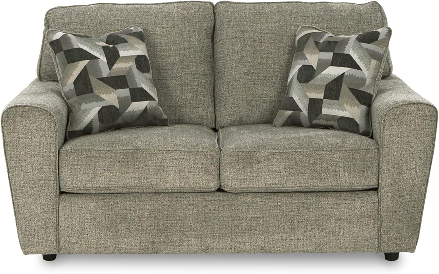 Ashley Furniture Cascilla Contemporary Fabric & Wood Loveseat in Light Gray