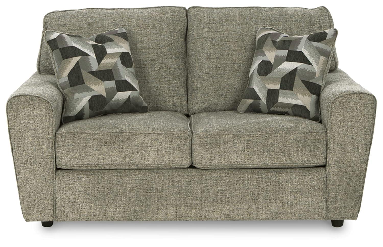 Ashley Furniture Cascilla Contemporary Fabric & Wood Loveseat in Light Gray