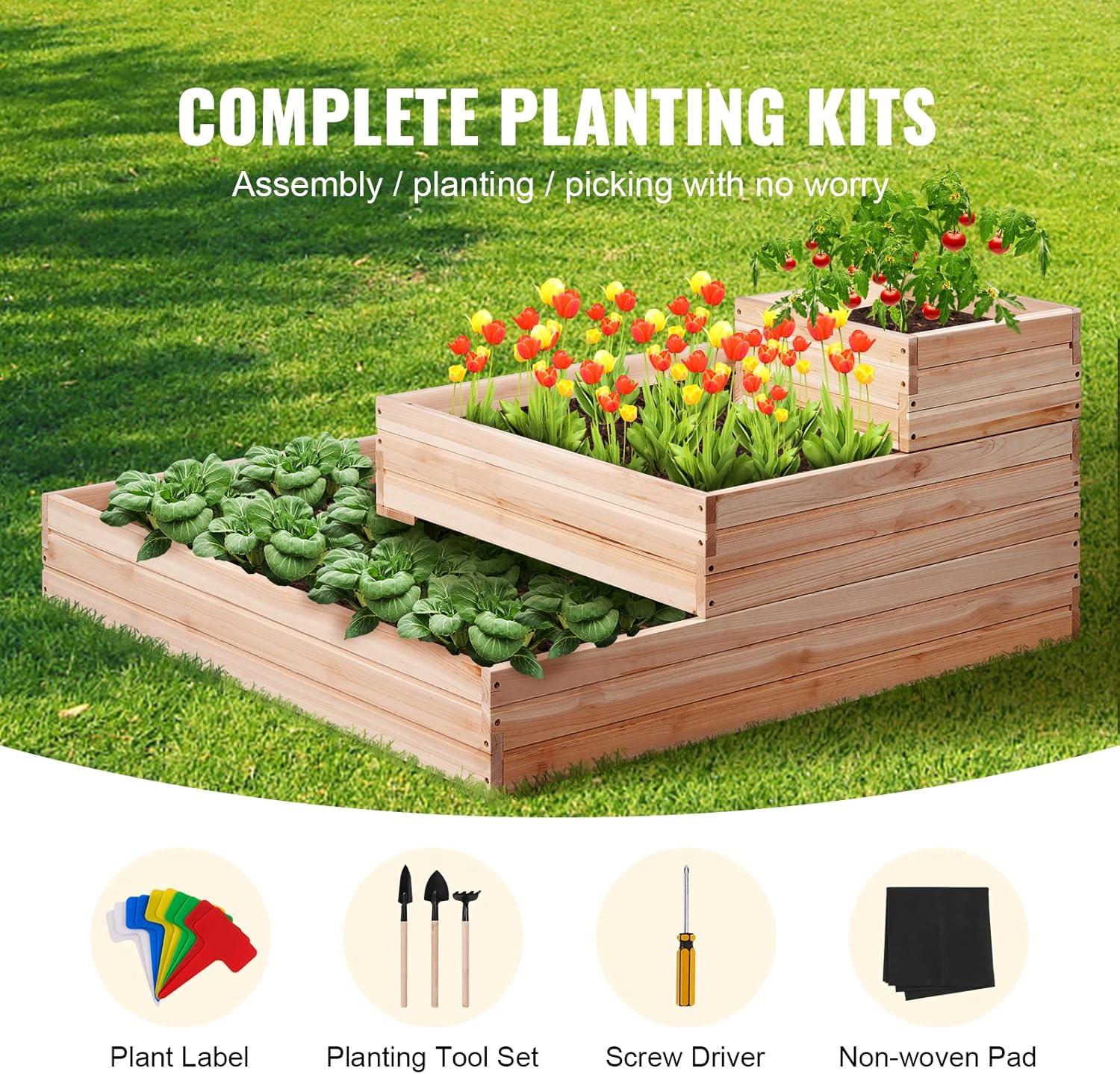 Burlywood Wooden Raised Garden Bed Planter 44.5"x44.5"x20.1"