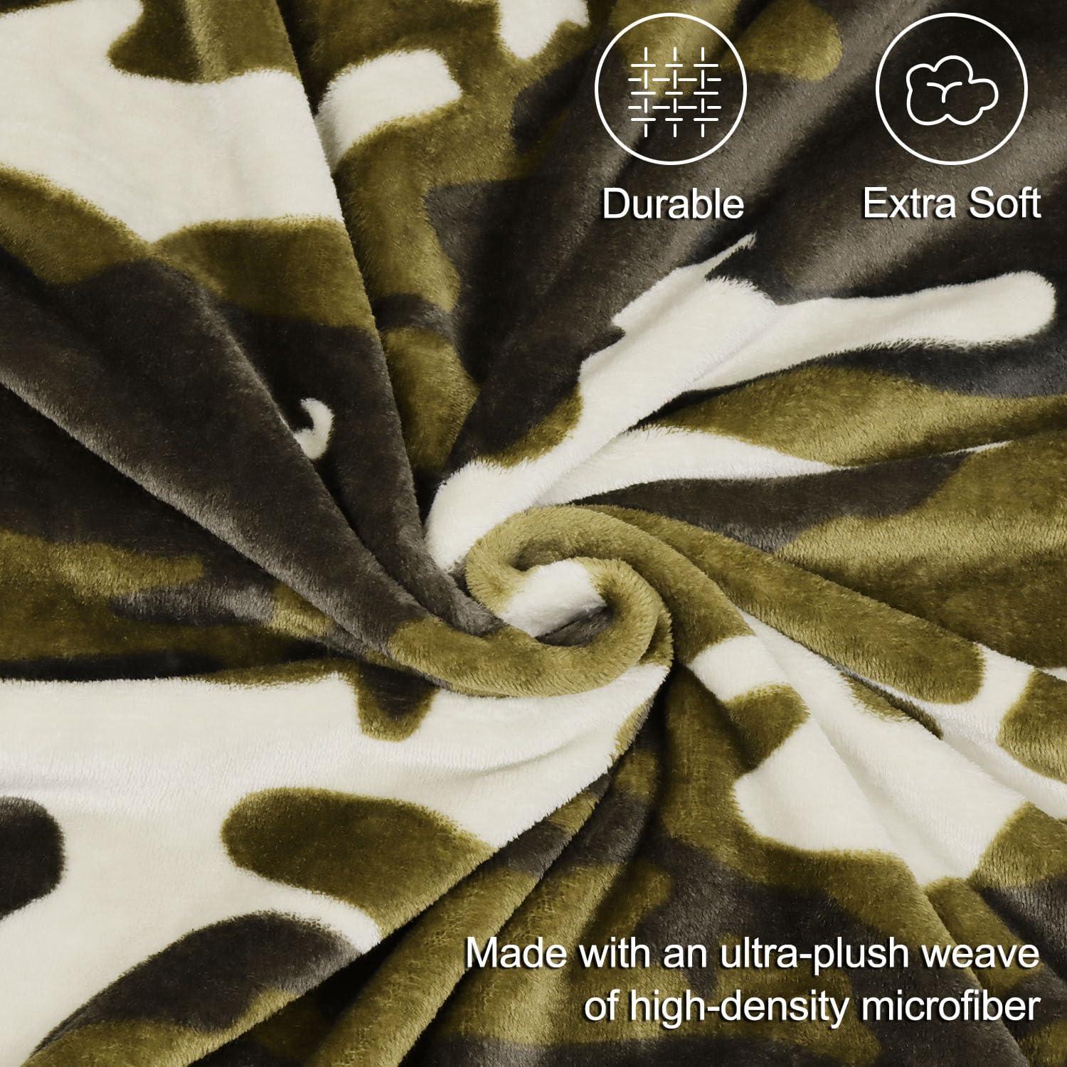 HommomH 60" x 80" Army Blanket Throw Soldier Comfort Warmth Soft Cozy Air Conditioning Easy Care Machine Wash Camouflage