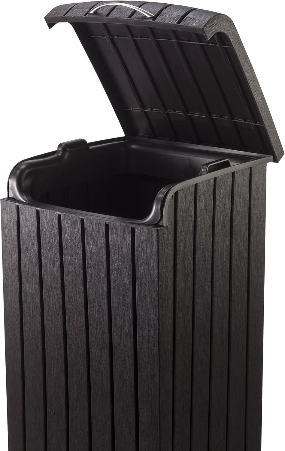 Copenhagen Dark Brown Resin Outdoor Trash Can with Lid