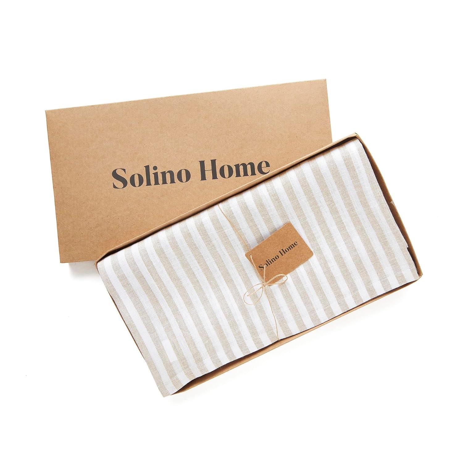 Solino Home Amalfi Stripe - 100% Pure Linen Tablecloth