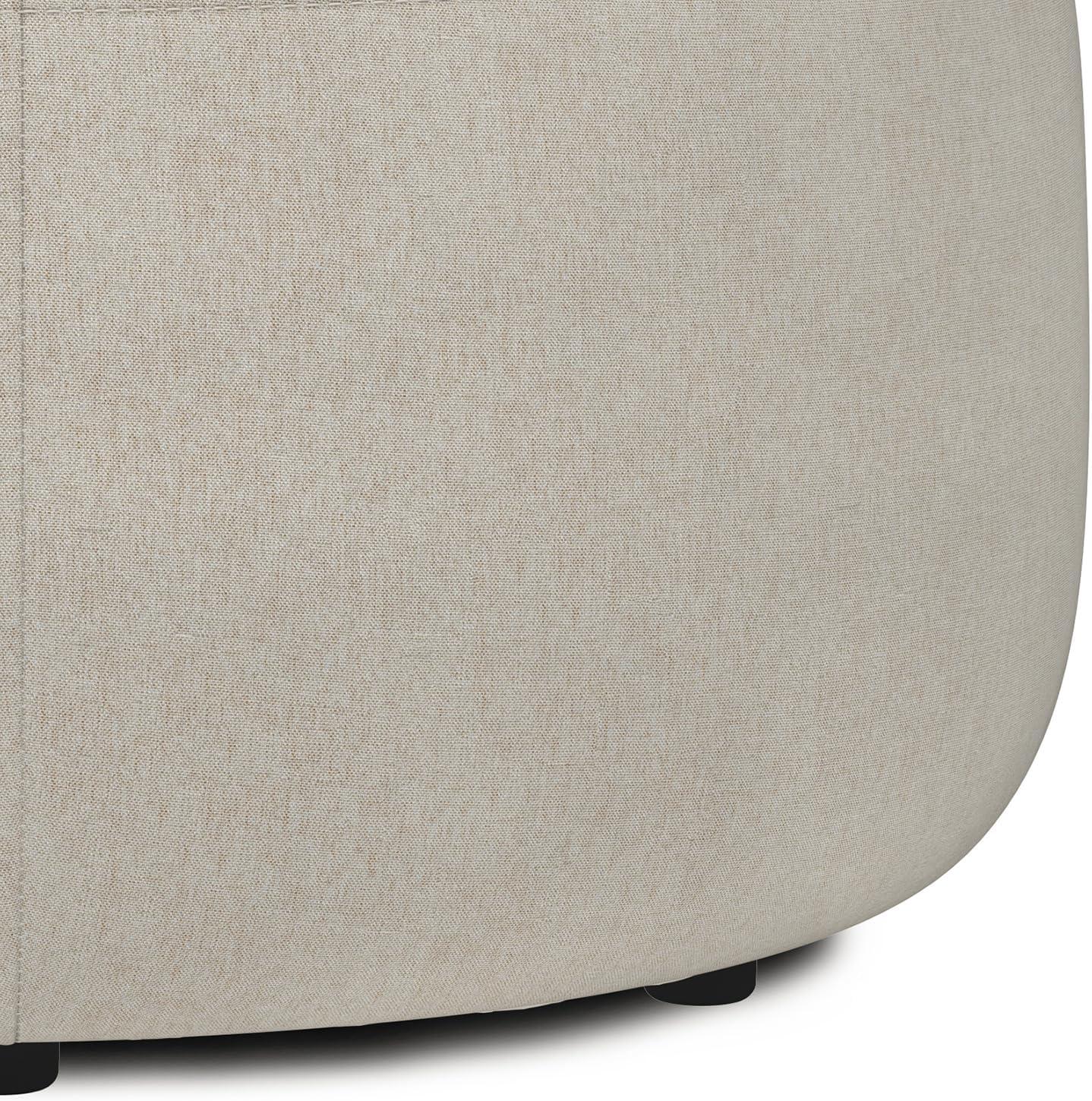 Simpli Home Moore Large Ottoman In Natural Linen Look Fabric