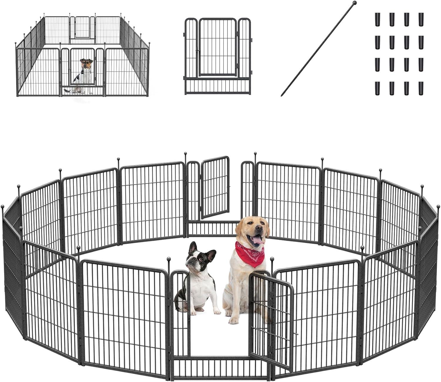 Mr IRONSTONE Dog Playpen with Anti-Rust Coating,  Dog Pen Indoor/Outdoor Pet Playpen for Foldable Dog Exercise Pens