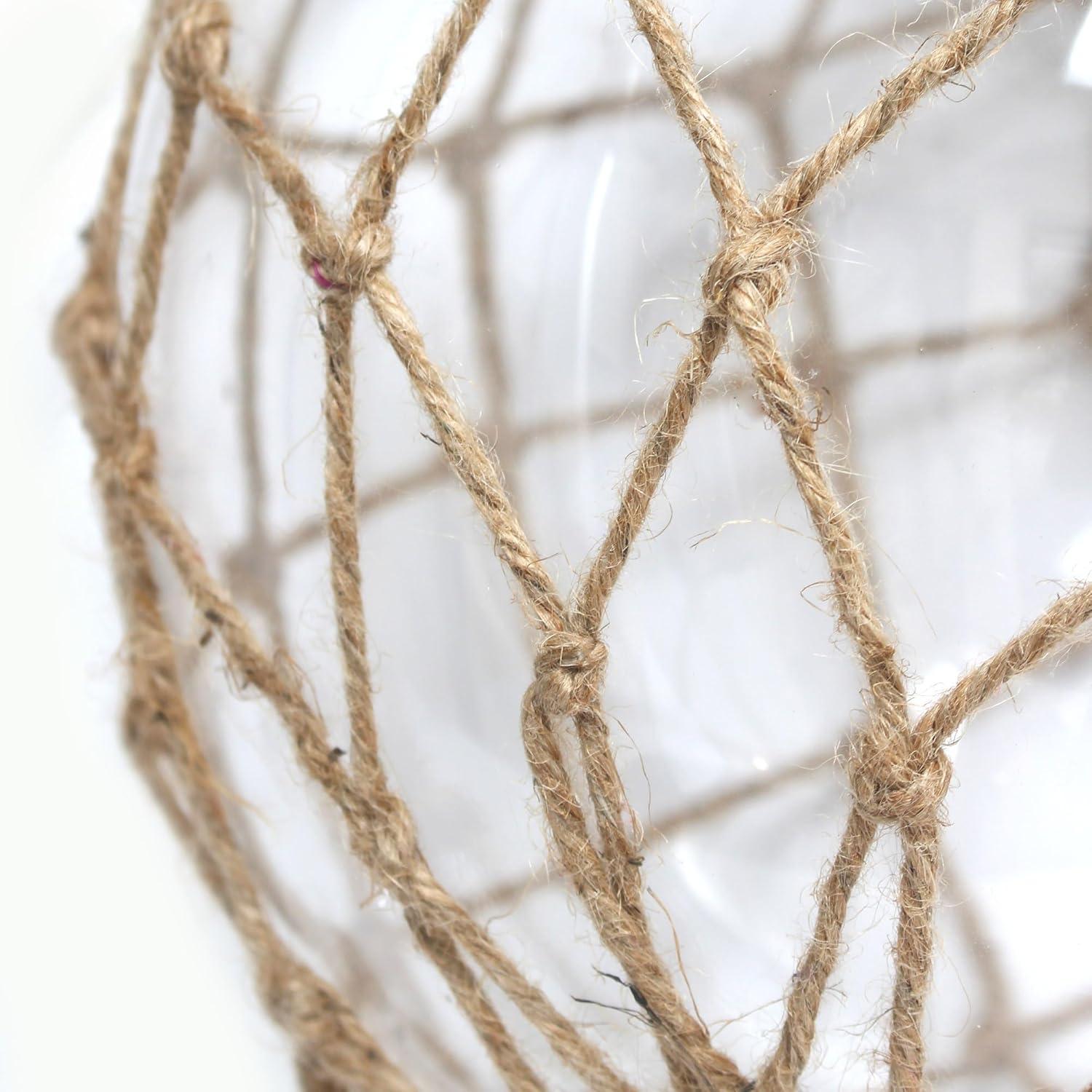 Buoy Rope Nautical Netted Coastal Ocean Sea Glass Table Lamp Clear - Elegant Designs: Burlap Shade, UL Listed