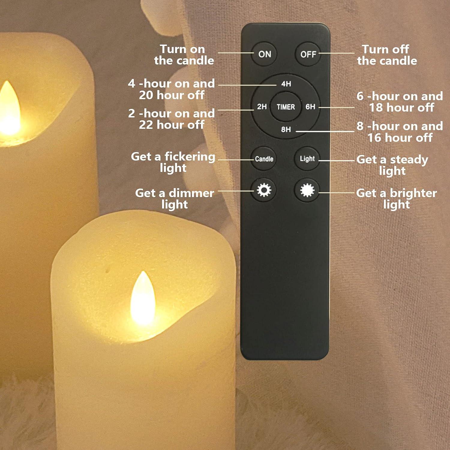 Battery Operated Flameless Candles with Remote Timer - Realistic Flickering - 3 Pack