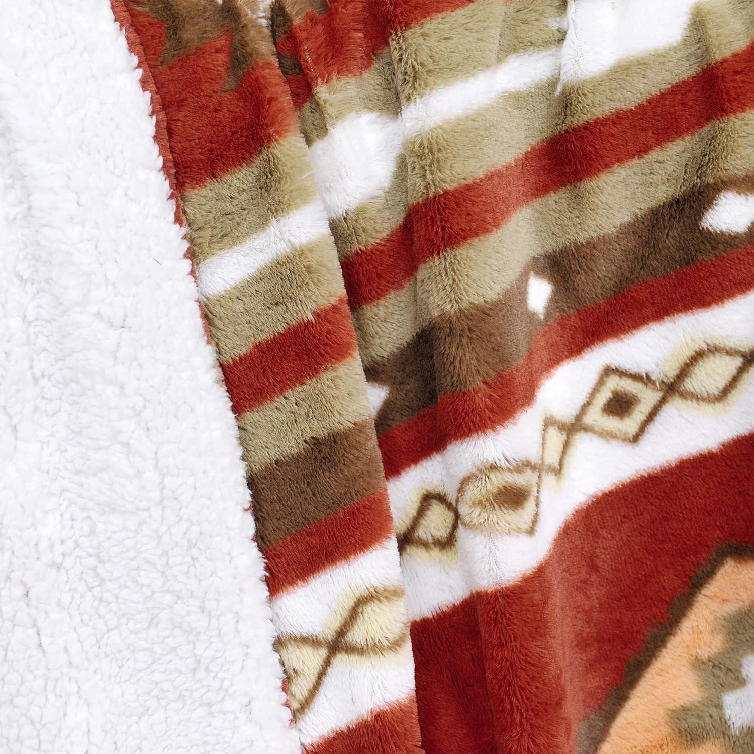 Home Soft Things Christmas Southwest Faux Fur Sherpa Throw - Brick Red - 50" x 60"