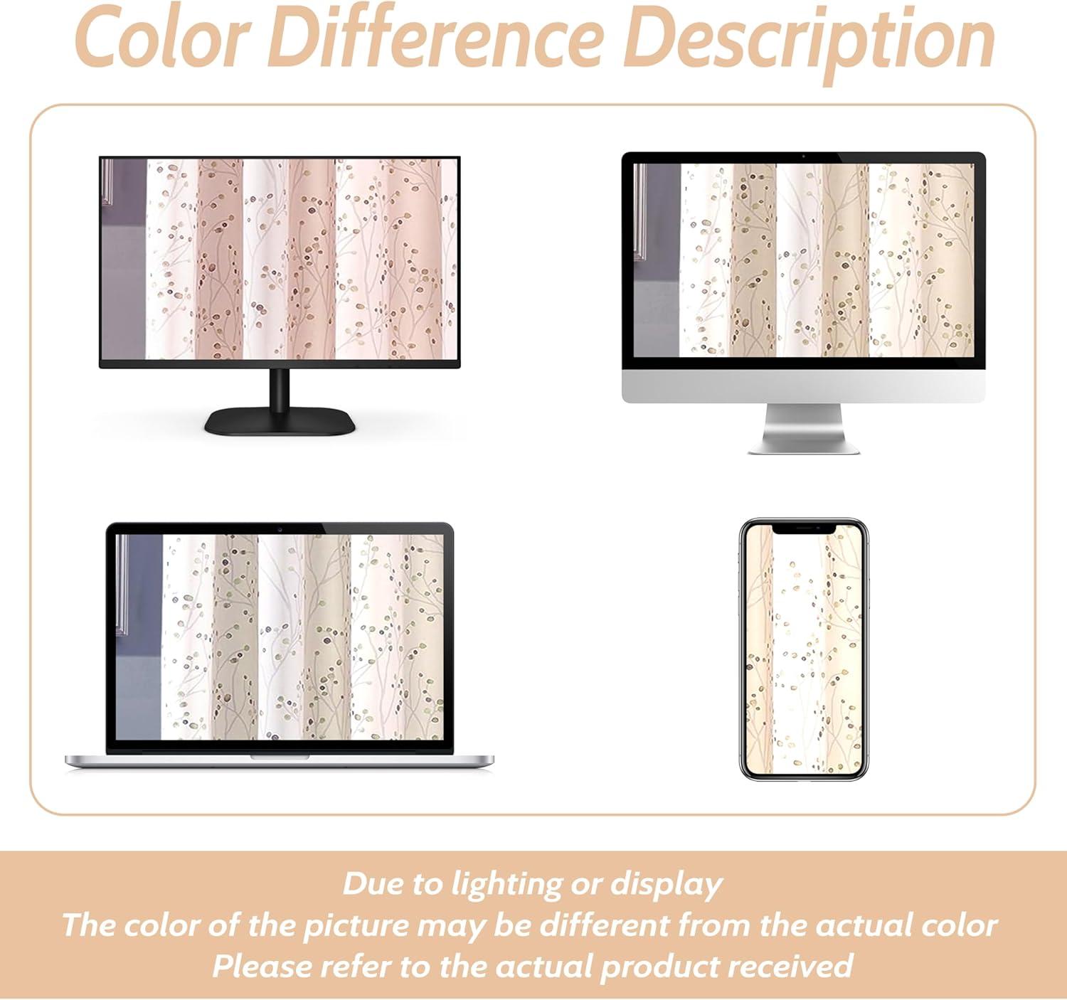 DriftAway Harper Floral Pattern Window Treatment Valance, Rod Pocket, 50"x18"+2" Header (Beige)