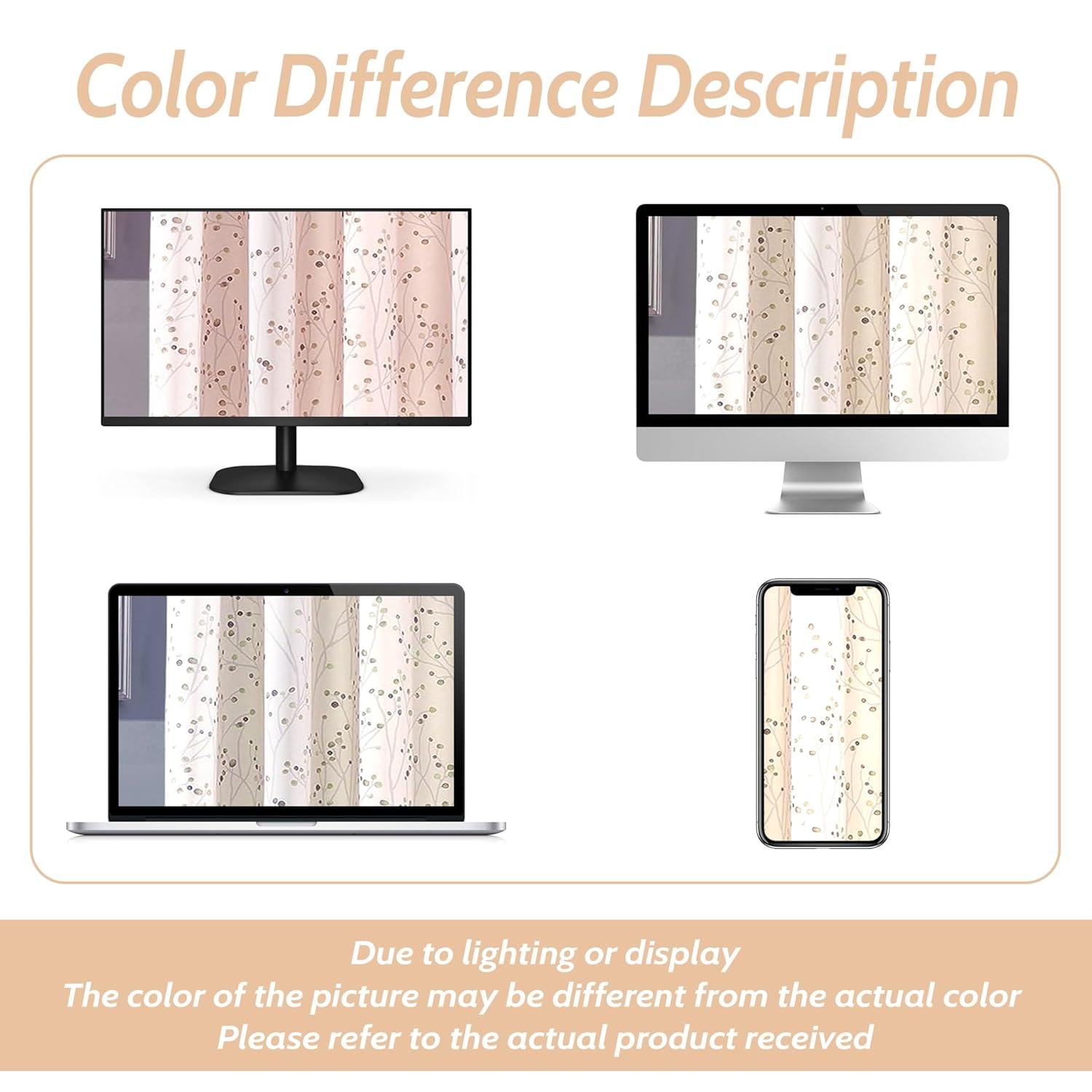 DriftAway Harper Floral Pattern Window Treatment Valance, Rod Pocket, 50"x18"+2" Header (Beige)