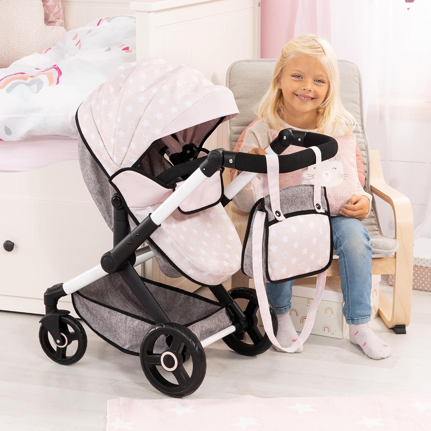Bayer Design Convertible Doll Strollers Grey and White Stars