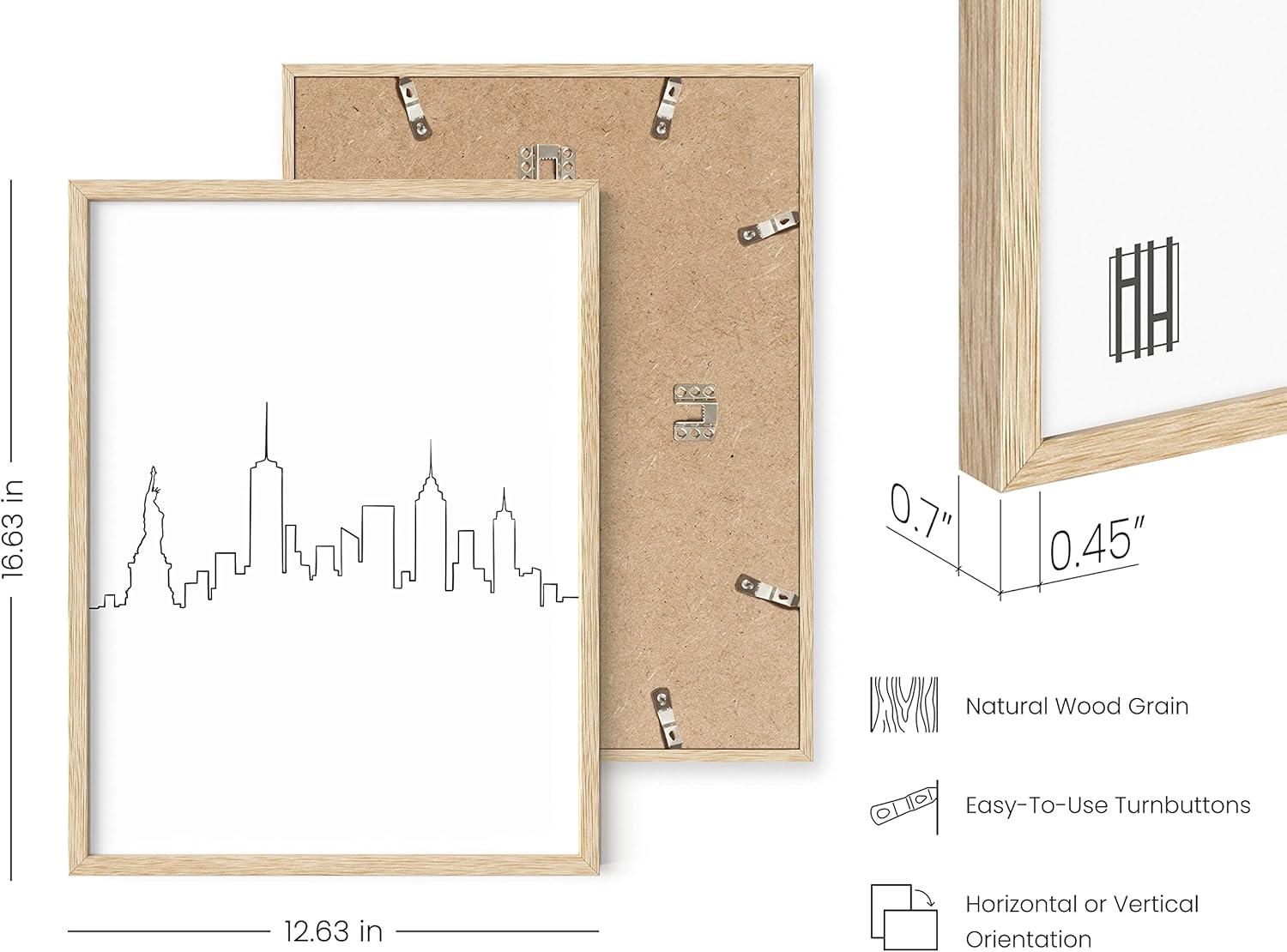 Black and White NYC Skyline Print with Beige Oak Frame