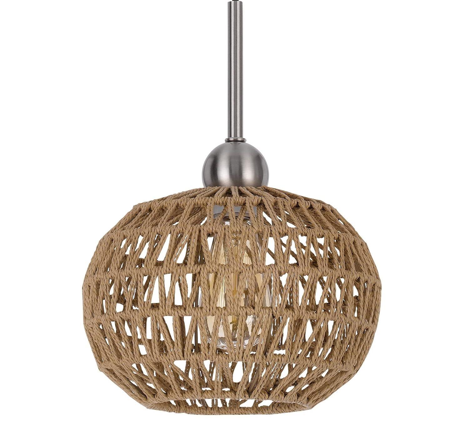 60W Medan Roped Pendant Fixture, Burlap