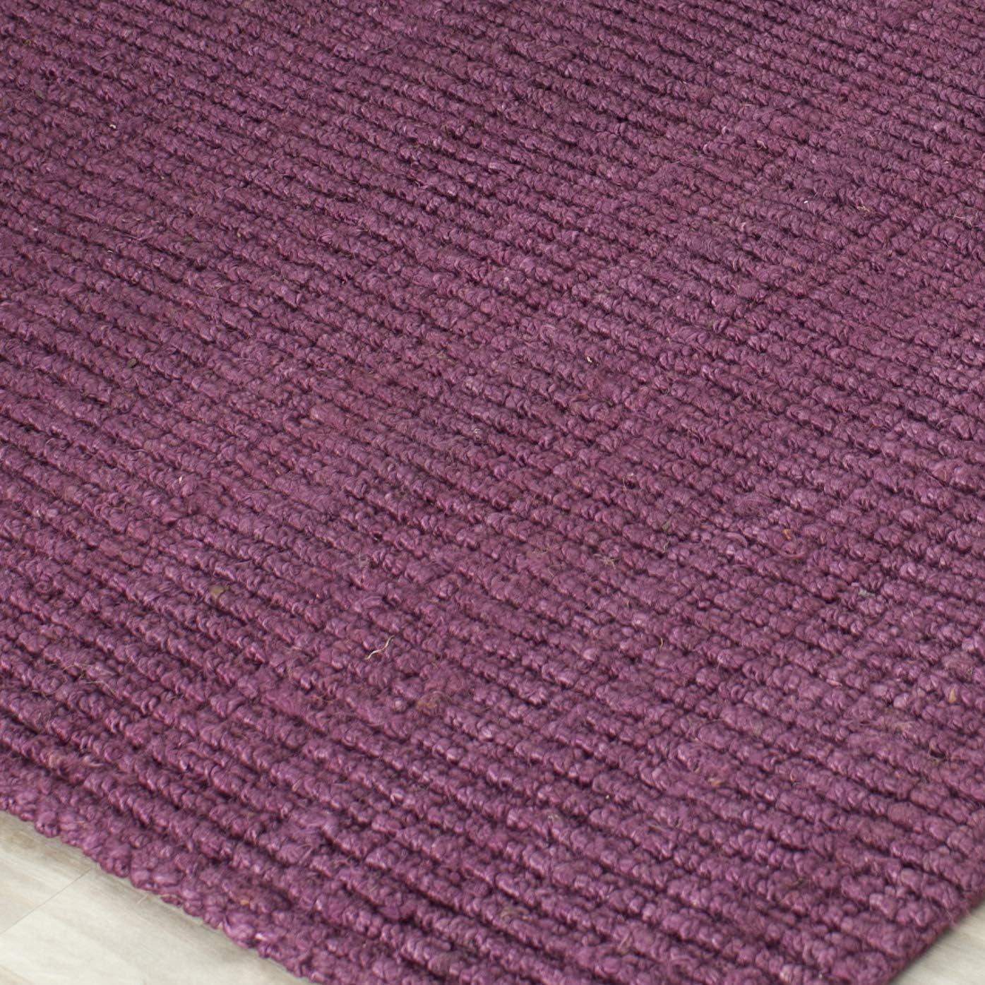 Deedgra Geometric Tufted Wool Purple Area Rug