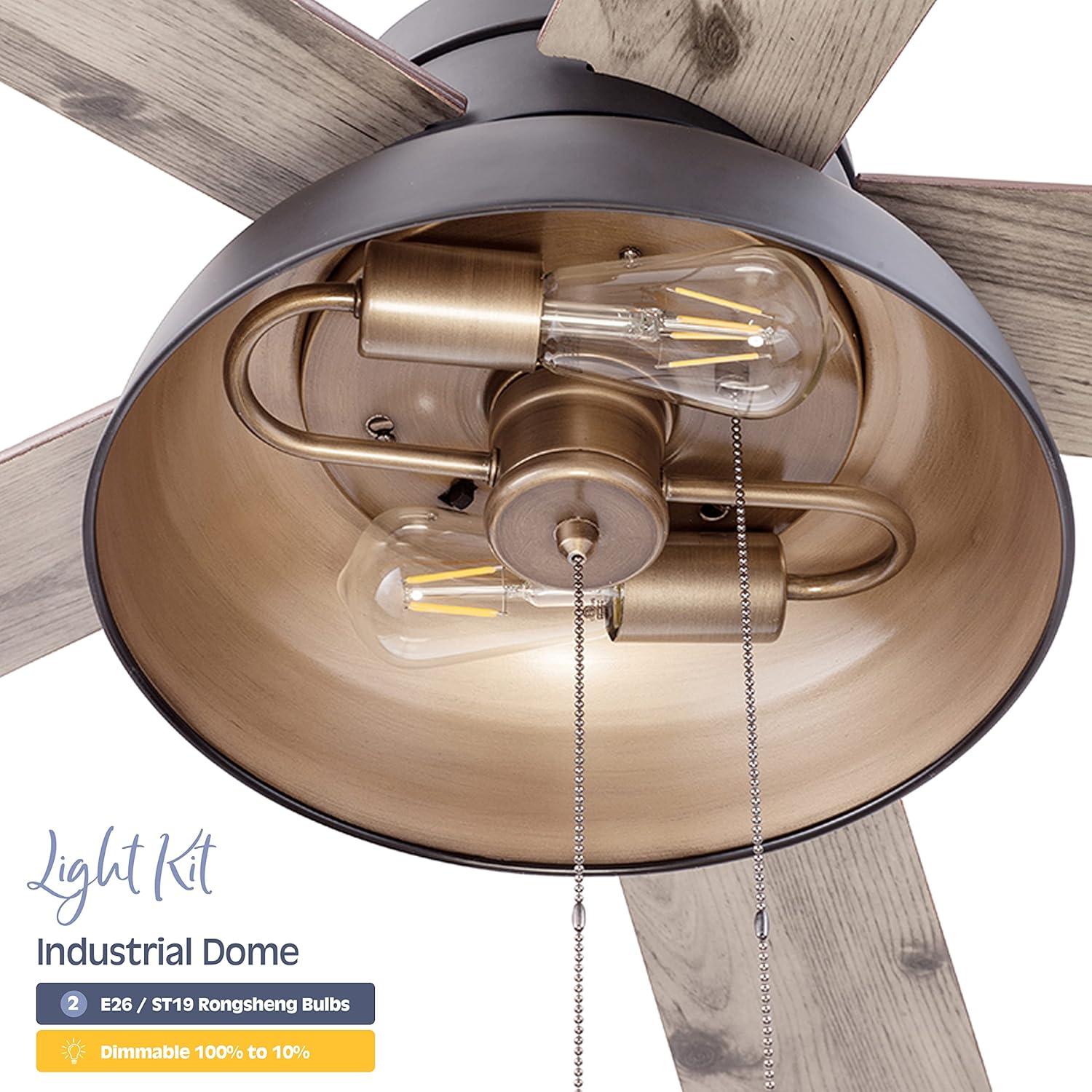 Prominence Home 51659-45 Brightondale 52 in. Industrial Style Indoor Outdoor LED Ceiling Fan with Light - Matte Black