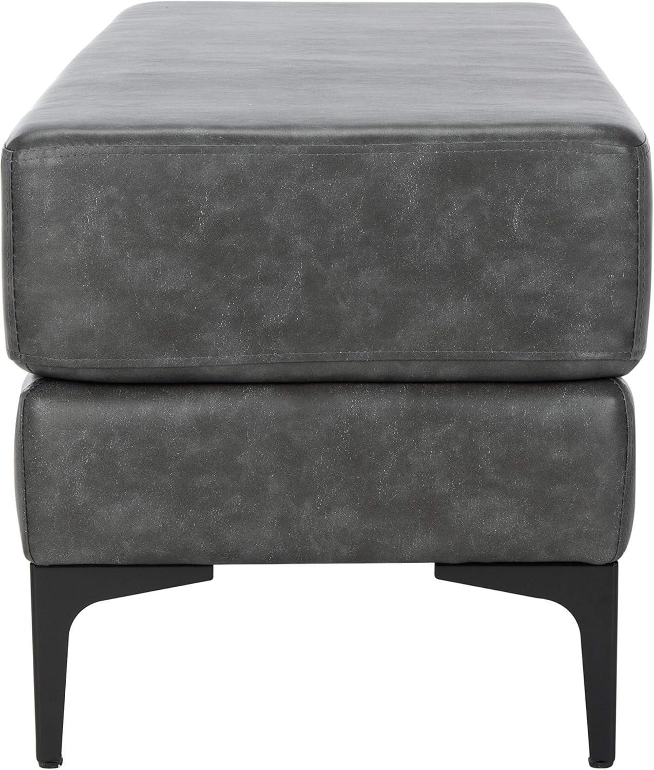 Elise Transitional 48" Black and Grey Faux Leather Bench