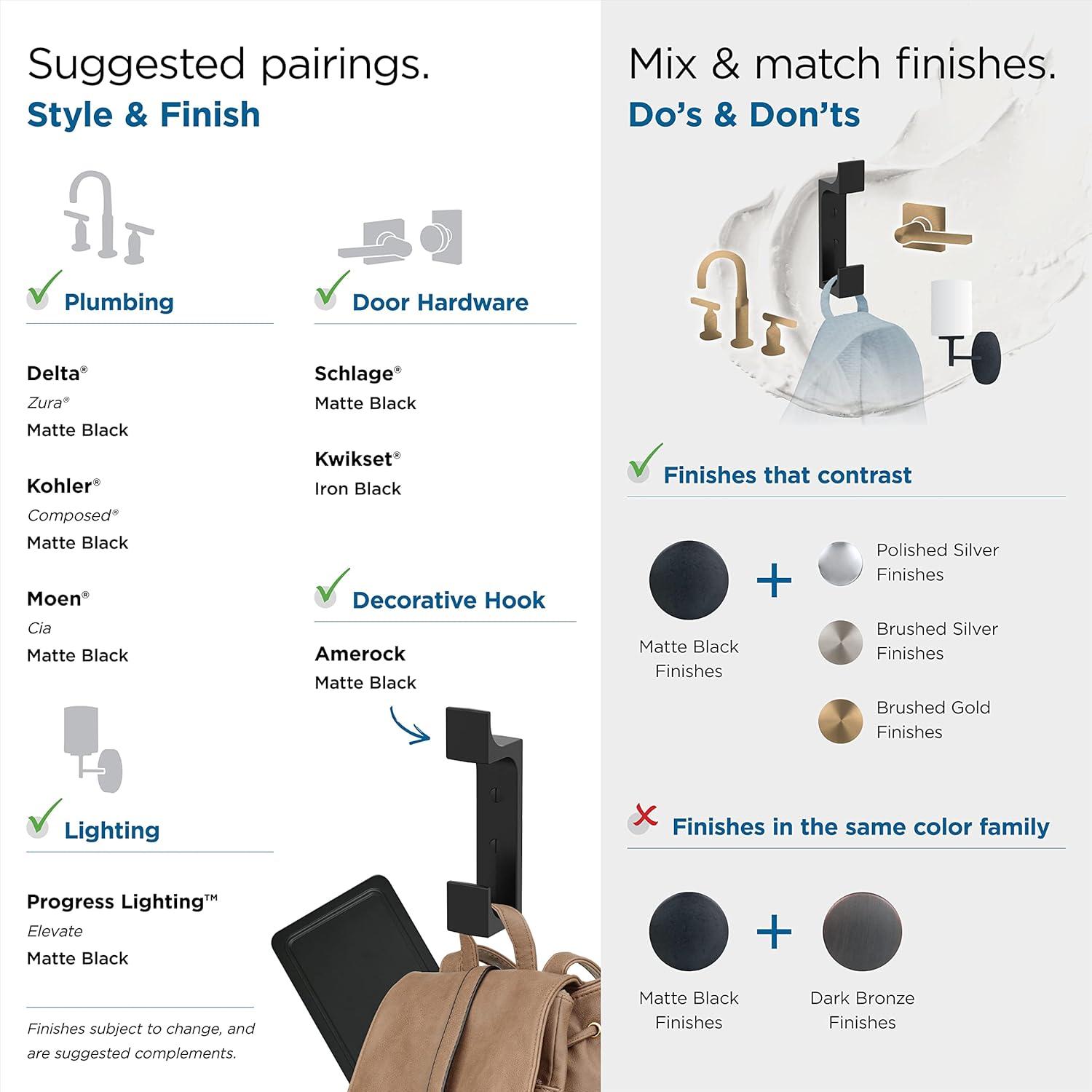 Amerock Bray Contemporary Double Prong Decorative Wall Hook