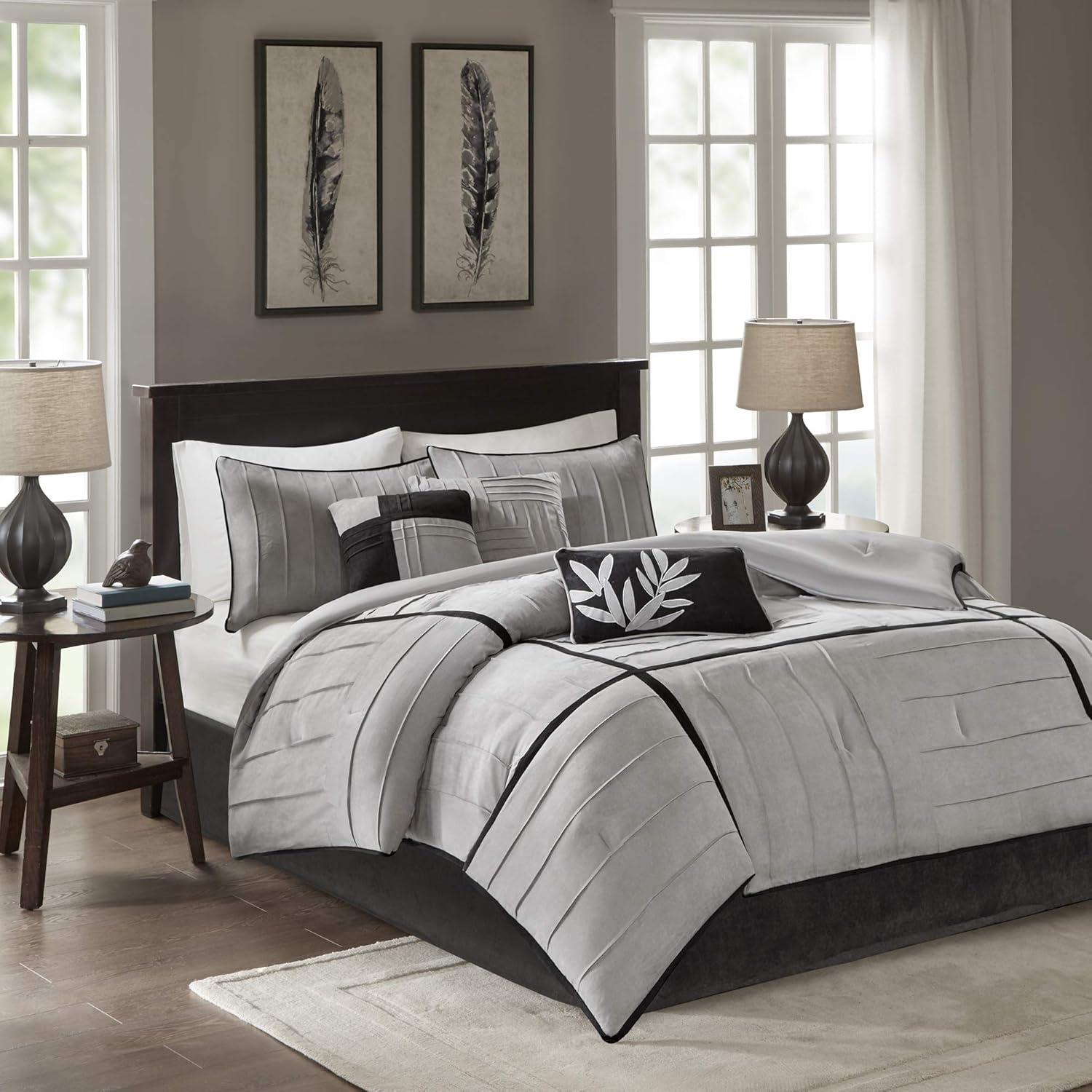 Landcaster Microsuede Pleated Comforter Set 7pc