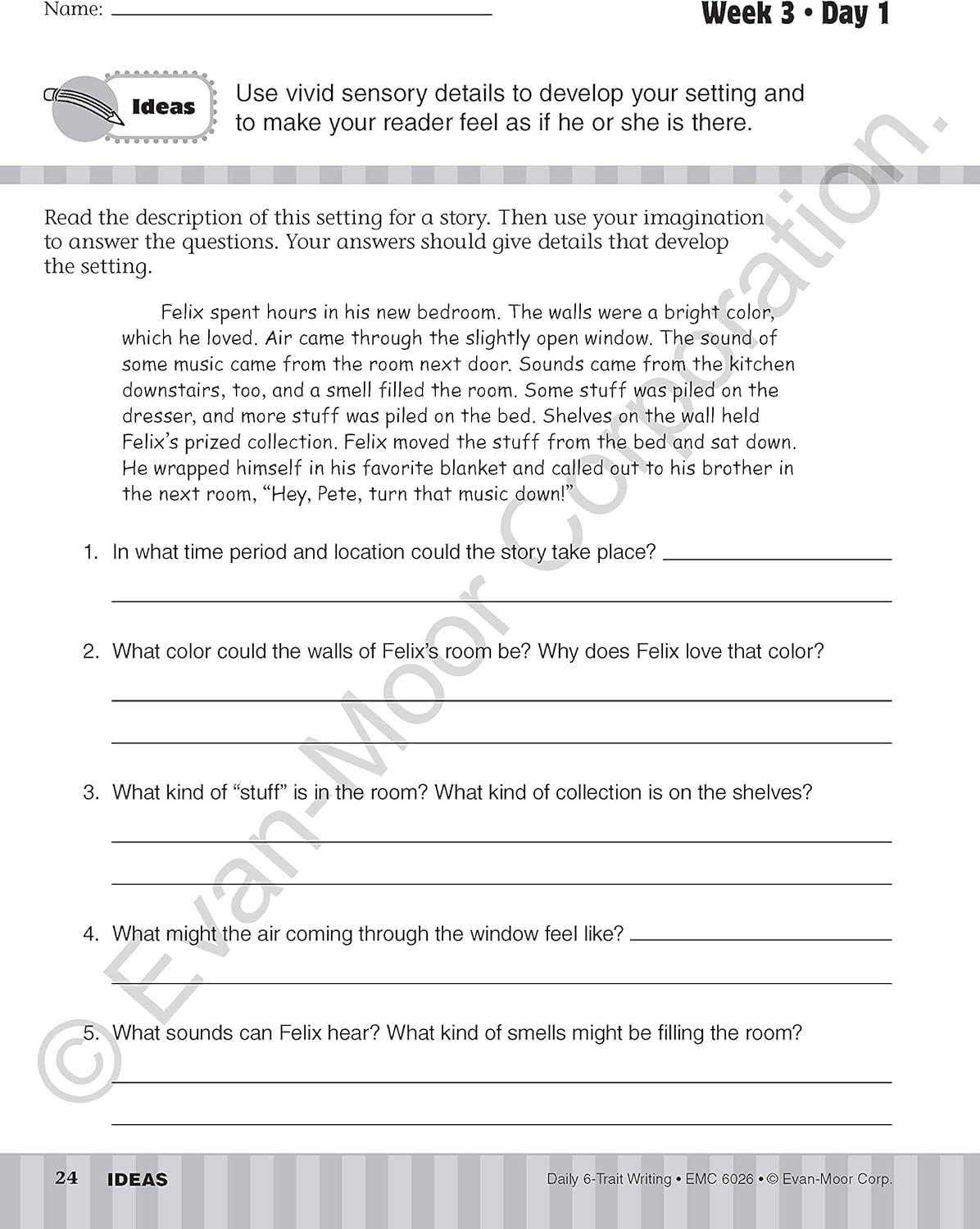 Evan-Moor Daily 6 Trait Writing Grade 6 Book