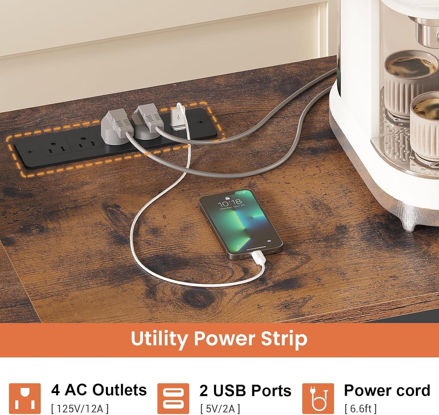 Monvane Kitchen Baker's Rack with Drawer Storage Shelf Microwave Cart Oven Stand Coffee Bar,Brown