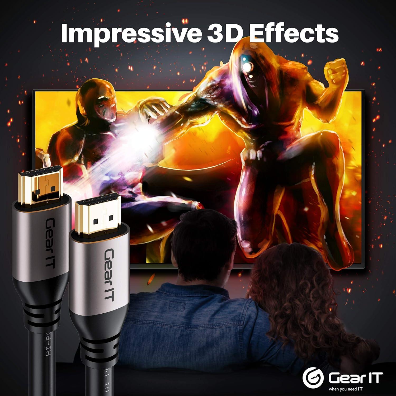 GearIT HDMI Cable CL3 In-Wall Rated (50ft / 15.2m) High-Speed HDMI 2.0b, 4K 60hz, 3D, ARC, HDCP 2.2, HDR, 18Gbps