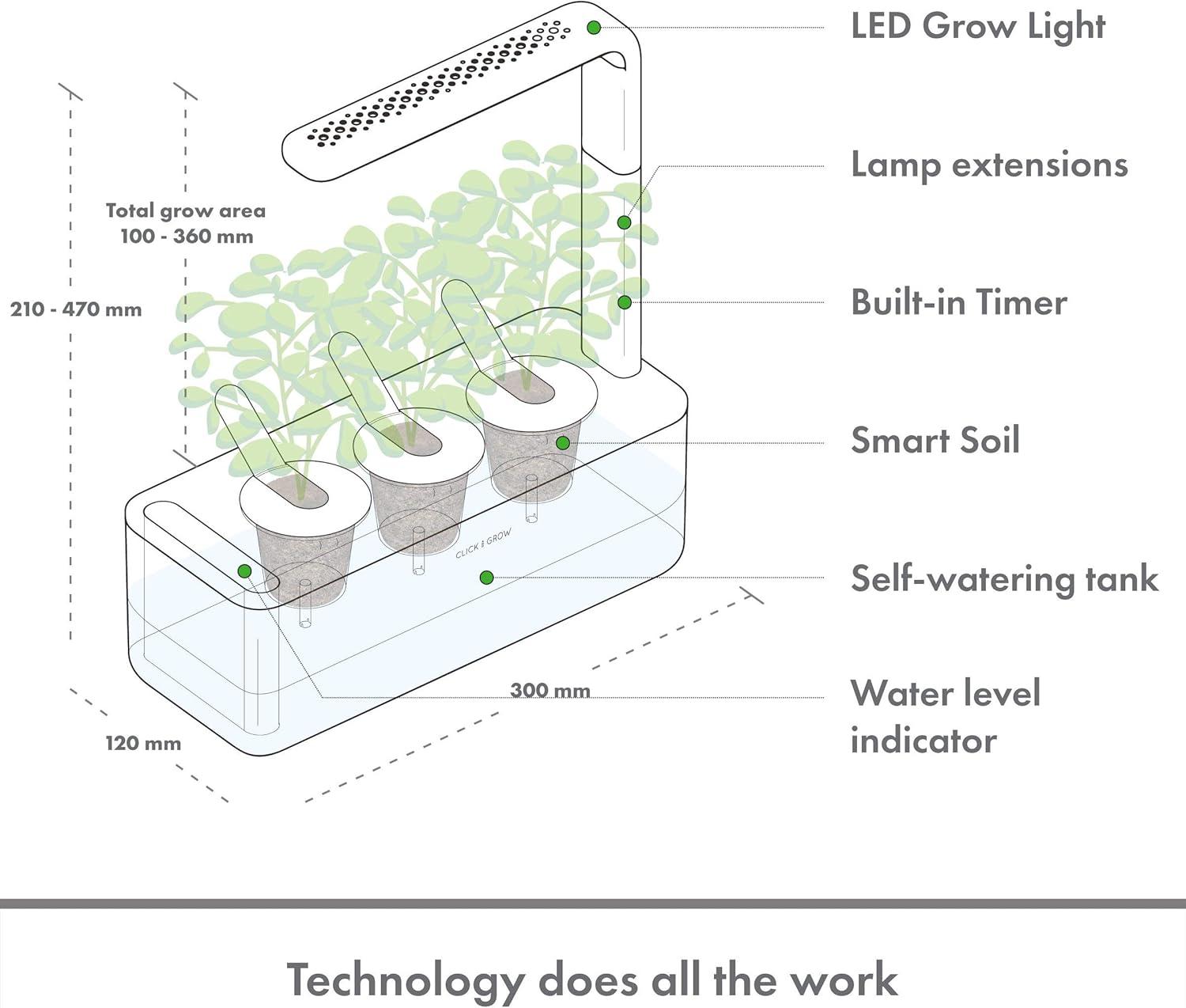 Grey Indoor Herb Garden Kit with LED Grow Light