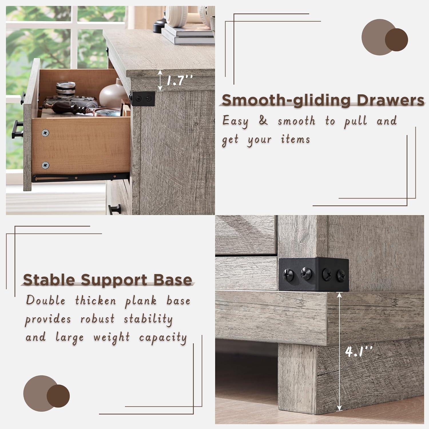 Farmhouse 6 Drawers Dresser, Large Wood Chest of Drawers with Handle for Bedroom, Living Room, Light Rustic Oak