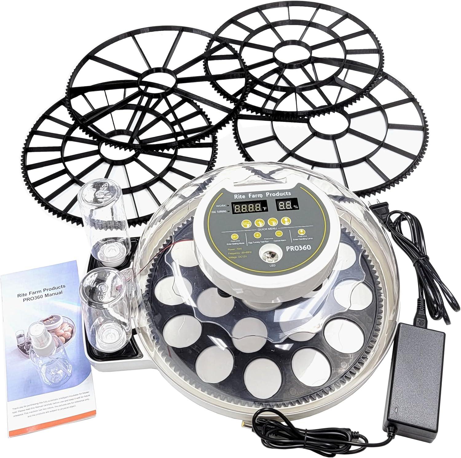 Deluxe Pro 360 Clear Polypropylene Chicken Egg Incubator with Turner Trays