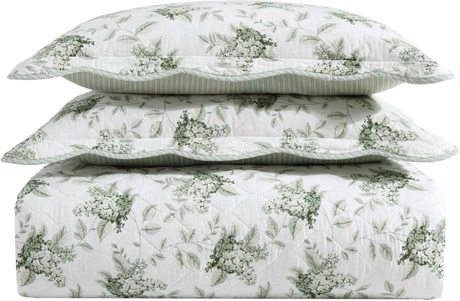 Laura Ashley Twin Portland Floral Quilt Set Green