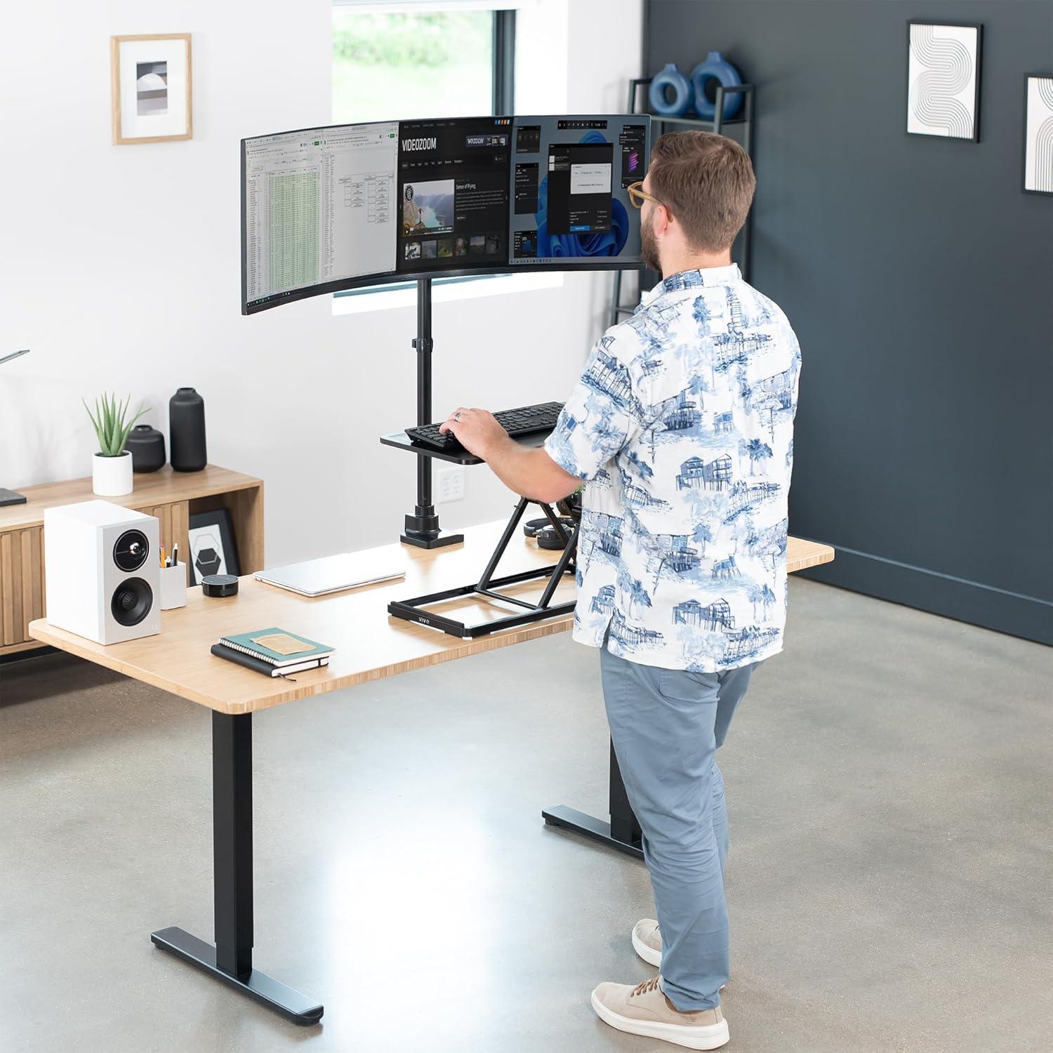 Vivo Single Ultrawide Monitor Extra Tall Desk Mount For Computer Screens To 49" | Wayfair
