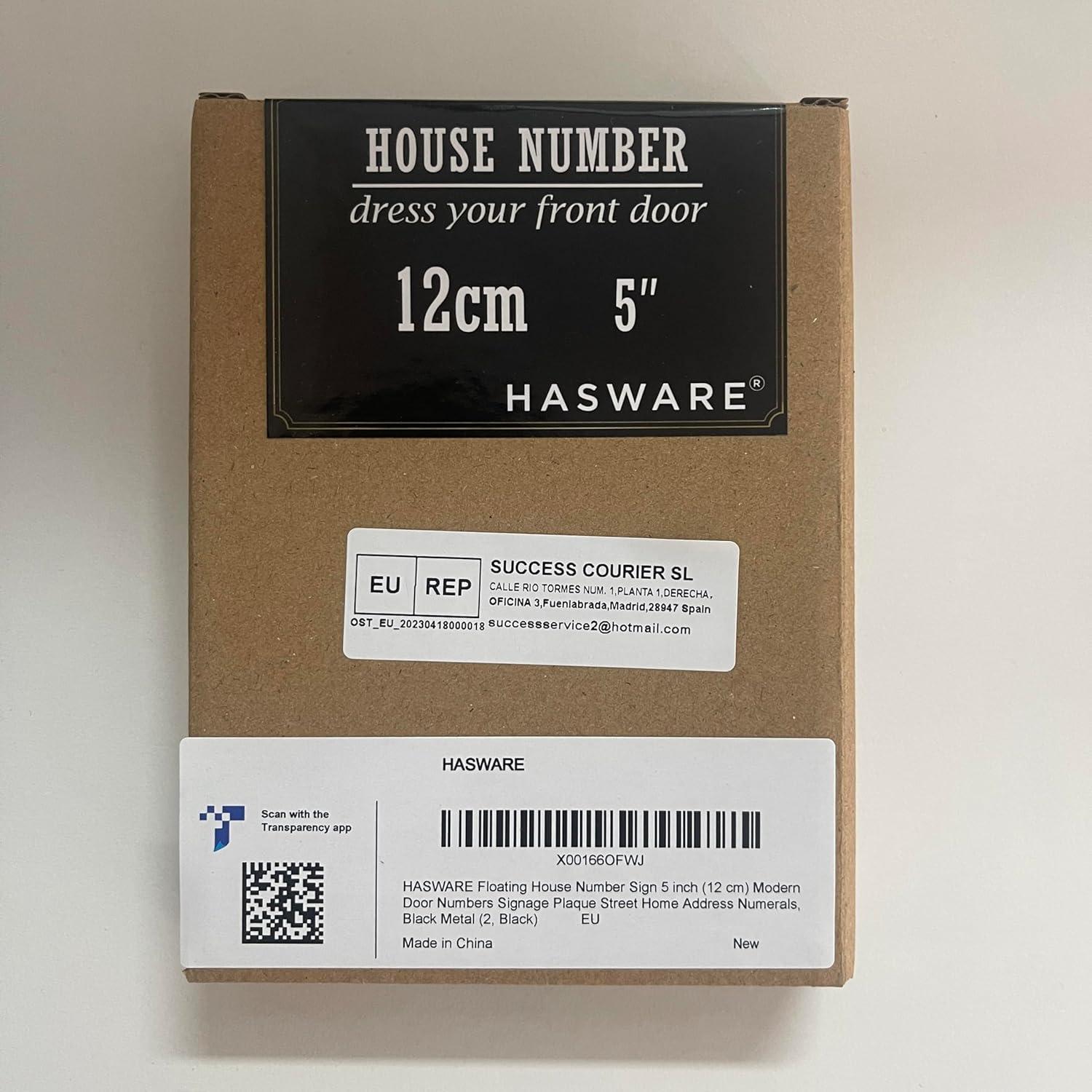 HASWARE 5Inch Black 5'' H Metal House Number