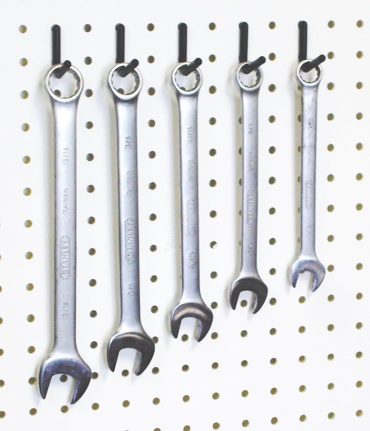 Wall Peg Hook Kit - L Style Pegboard Hooks Tool Storage Garage Organizer Choice Black or White Pegs