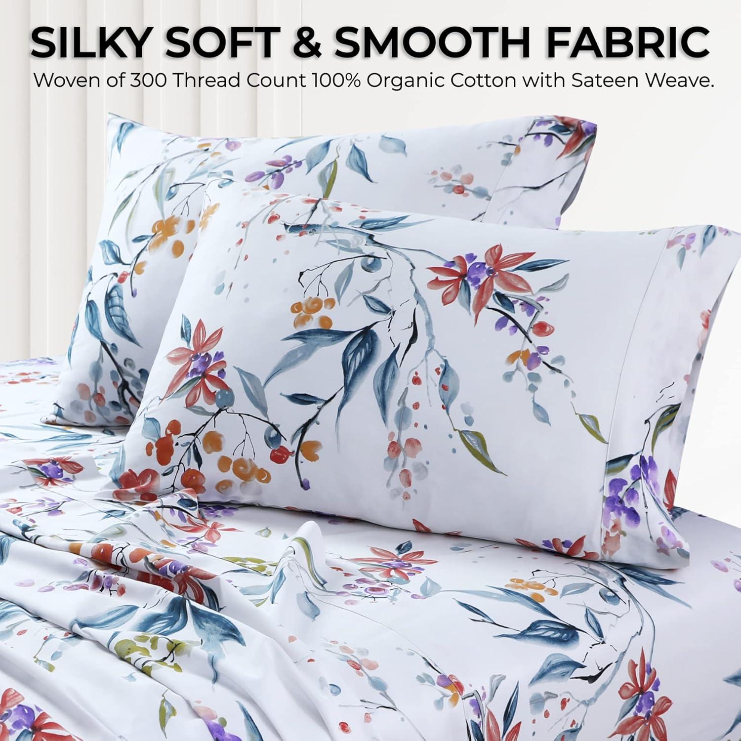 Azores Home Sateen Floral Sheet Set