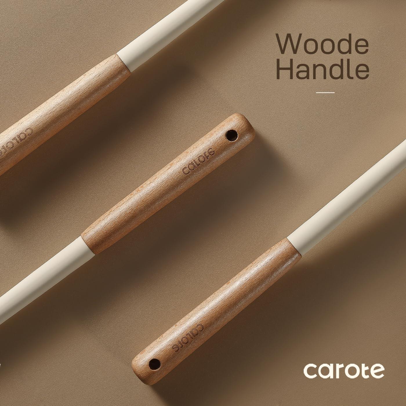 Carote 17-Piece Silicone and Wood Cooking Utensil Set, Heat-Resistant, Safe for Nonstick Cookware