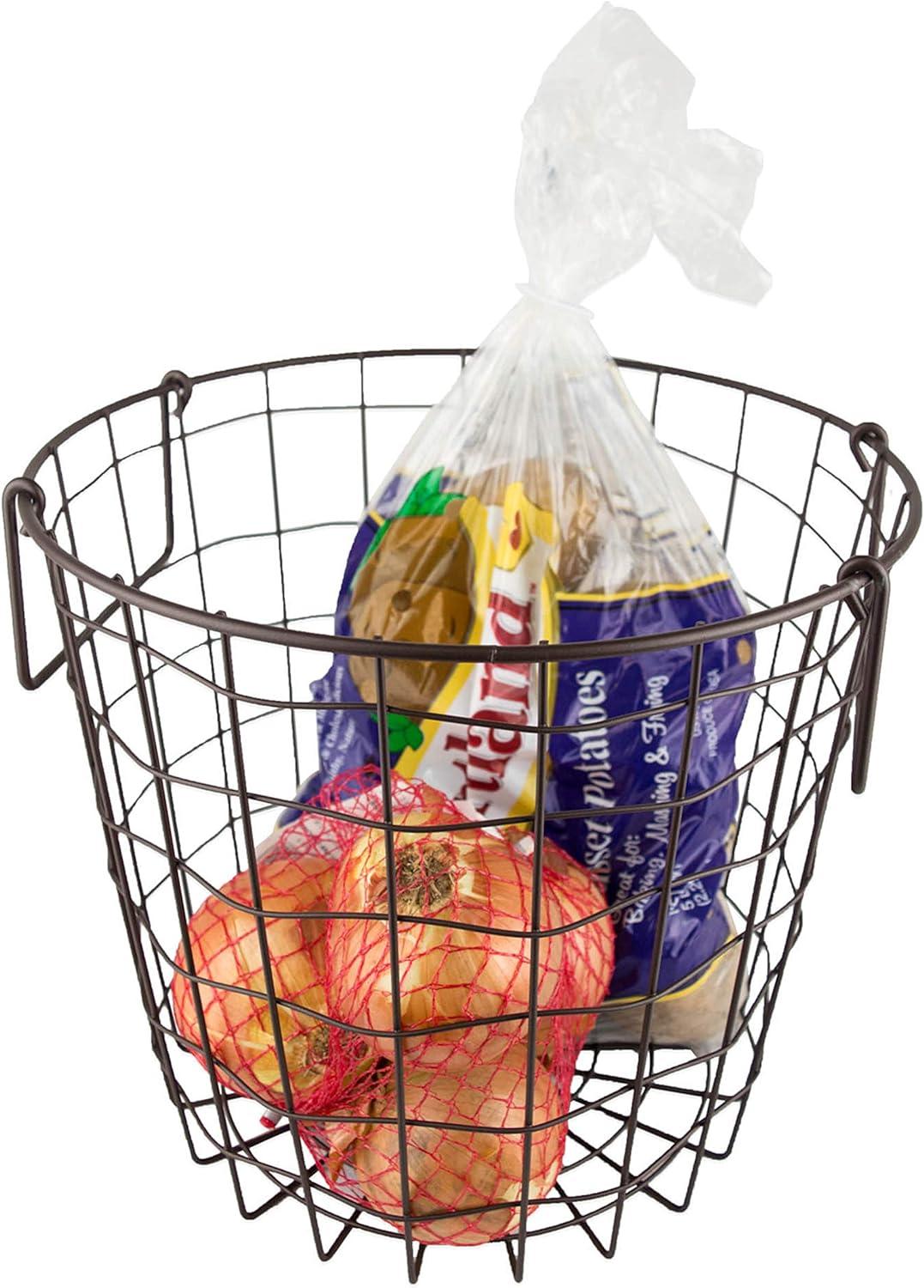 DII Metal Wire Mesh Stackable Utility Storage Bin, Small Round, 12x12x10", Bronze