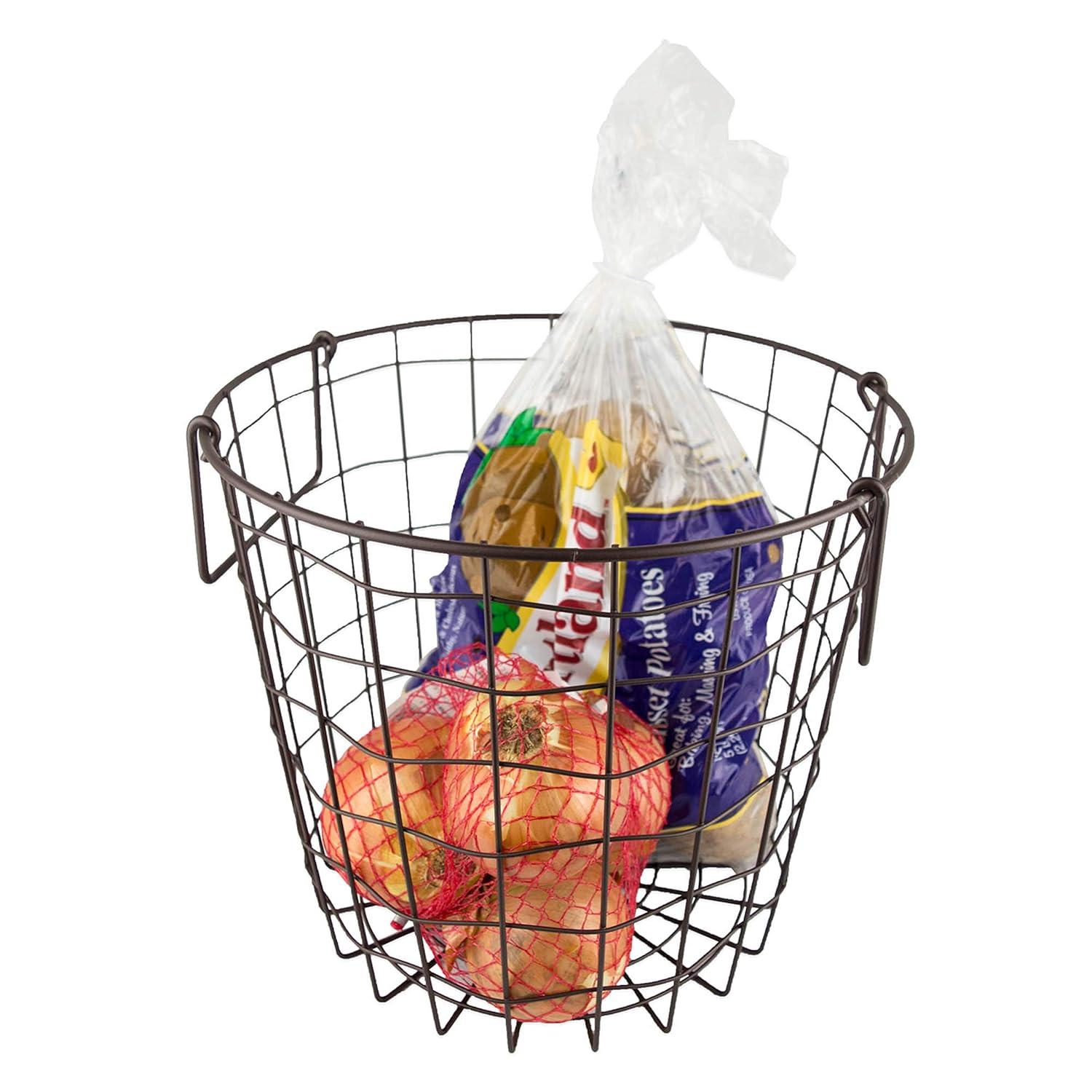 DII Metal Wire Mesh Stackable Utility Storage Bin, Small Round, 12x12x10", Bronze