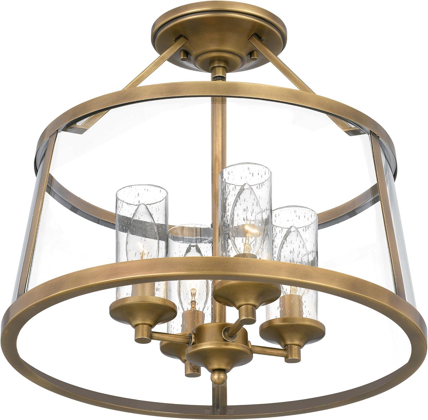 Quoizel Lighting Barlow 4 - Light Semi-Flush Mount in  Weathered Brass