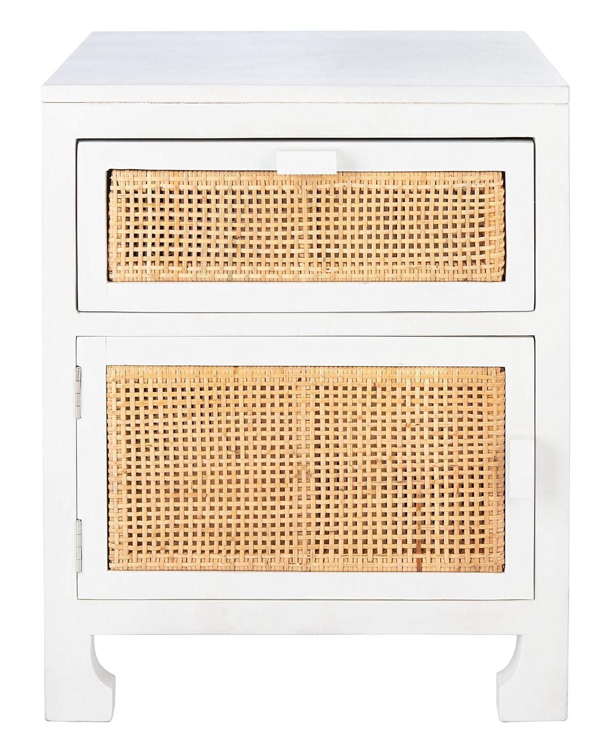 Dave 1 Drawer 1 Door Nightstand - NST4003 - White/Natural - Safavieh