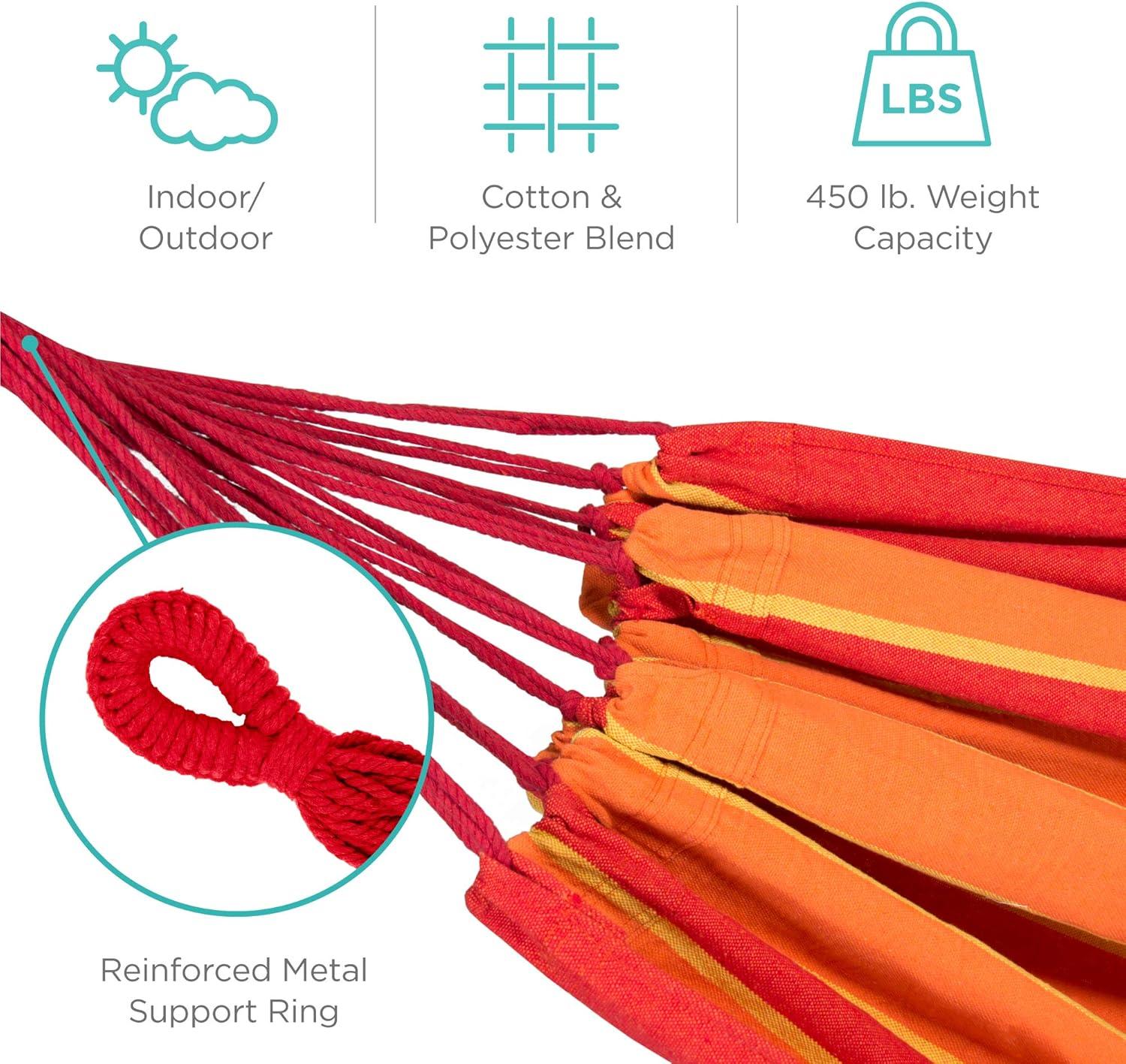 Kirkby 2-Person Brazilian-Style Cotton Double Hammock Bed w/ Portable Carrying Bag