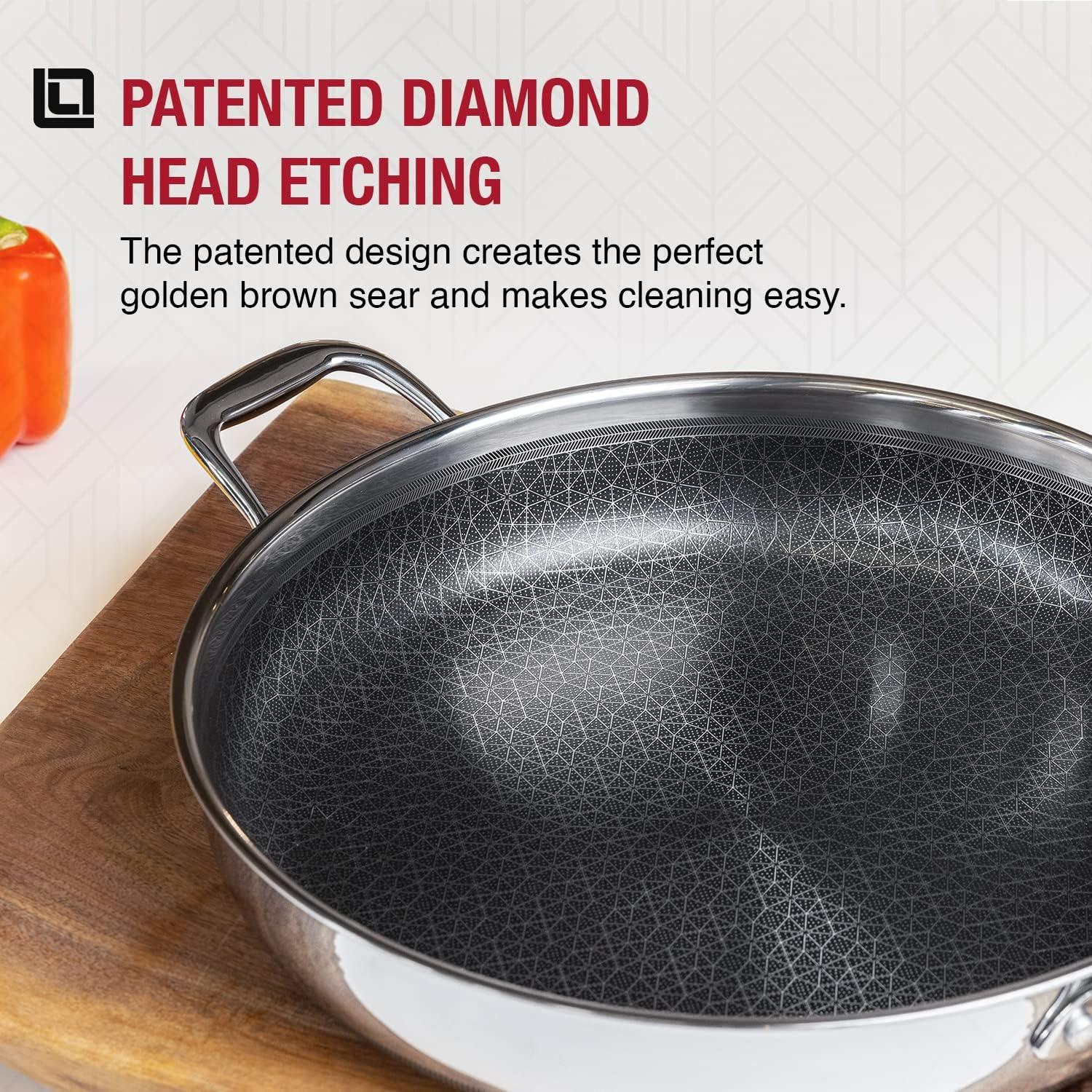 Livwell Livwell DiamondClad 14-inch Hybrid Nonstick Stainless Steel Everything Fry Pan Skillet with Tempered Glass Lid