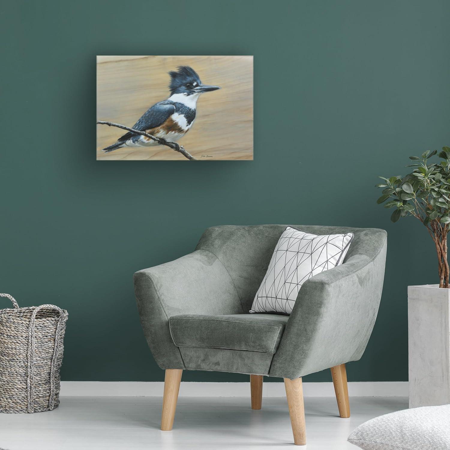 Canvas Wall Art - Jim Brune 'Belted Kingfisher' Wall Art for Living Room, Bedroom, or Office Décor by Trademark Fine Art - 19 x 12 Inches