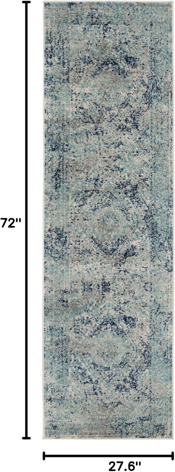 SAFAVIEH Madison Willoughby Overdyed Floral Area Rug, Ivory/Blue, 10' x 14'