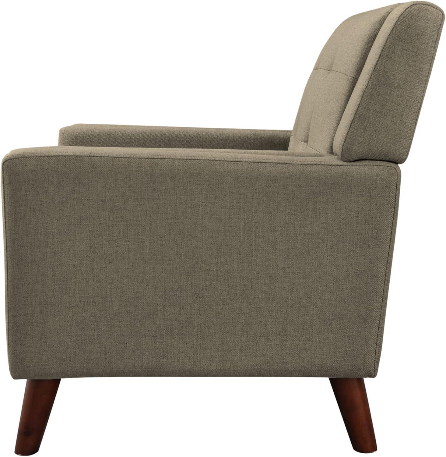 Evelyn Century Modern Fabric Arm Chair, Mocha, Walnut 31D X 30W X 32H In